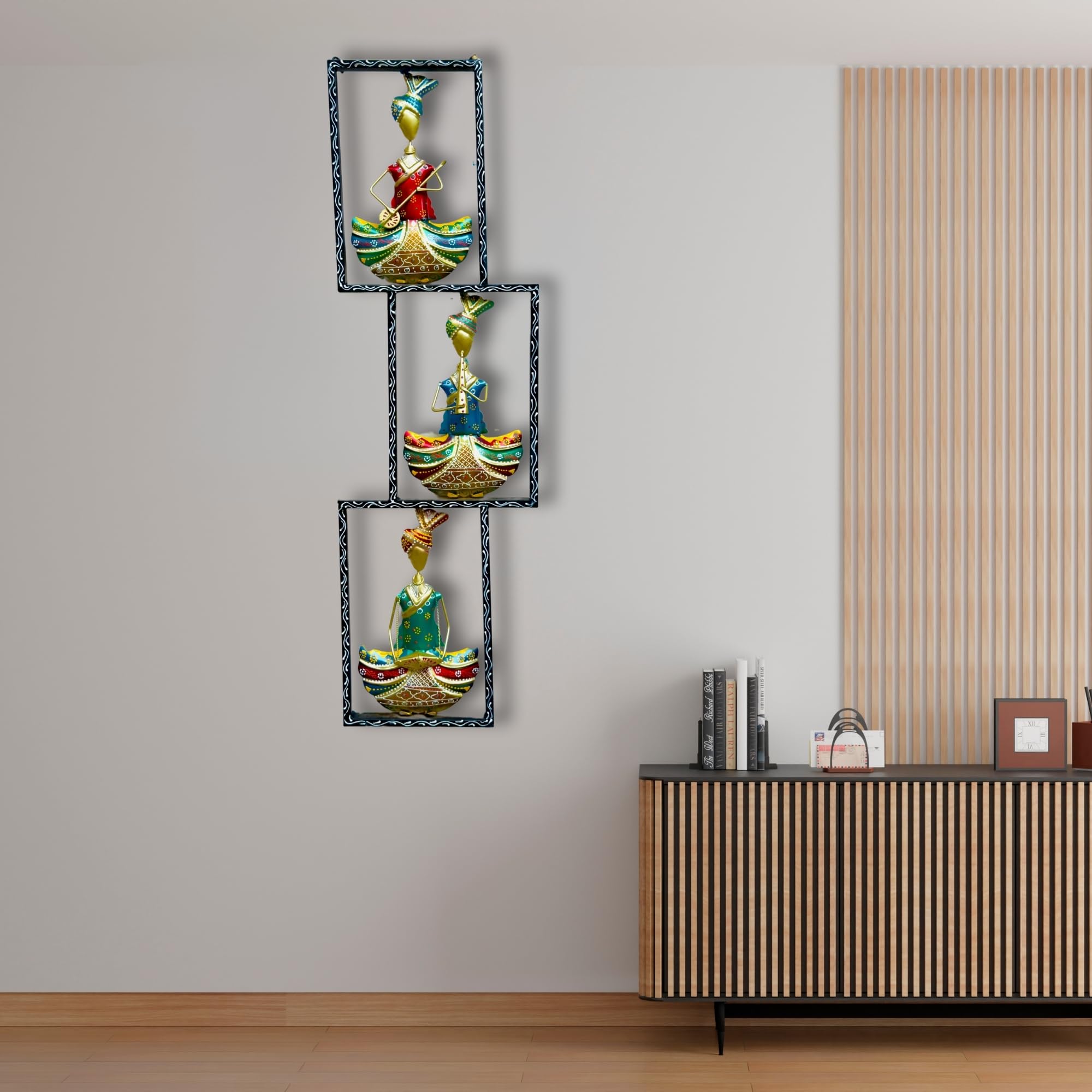 Rsn Metal Wall Decor Rajasthani 3 Musicians Wall Art/Wall Hanging For Living Room/Bedroom Size-40 X12 Inch