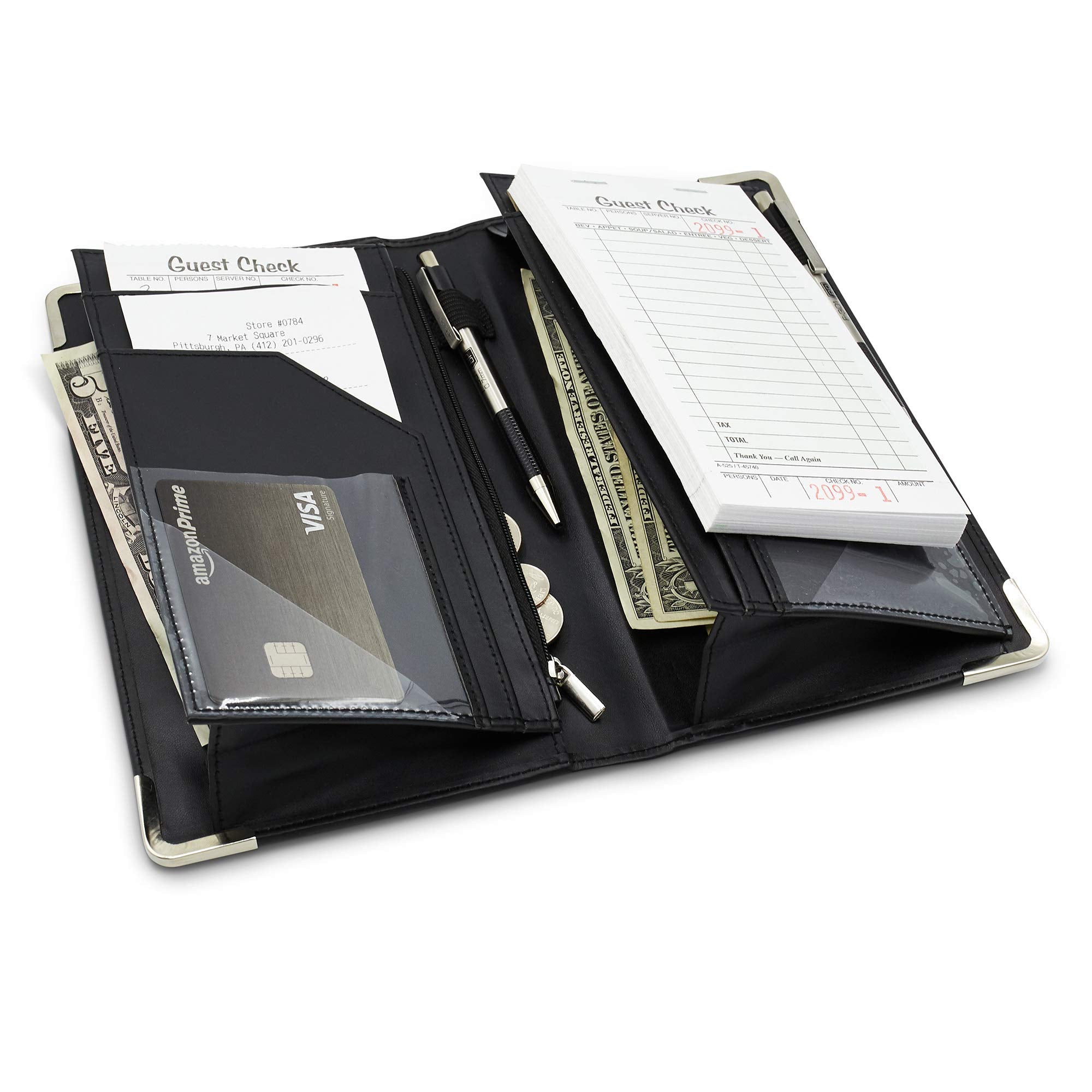 Brinero Premium Server Book, Newly Improved Magnetic Bulk Pockets For 2022, 2 Pen Holders, Zipper Pocket, Firm Writing Surface