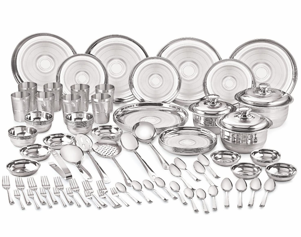 Neelam Stainless Steel Checkered 24 Gauge Diamond Touch Eco Dinner Set ...