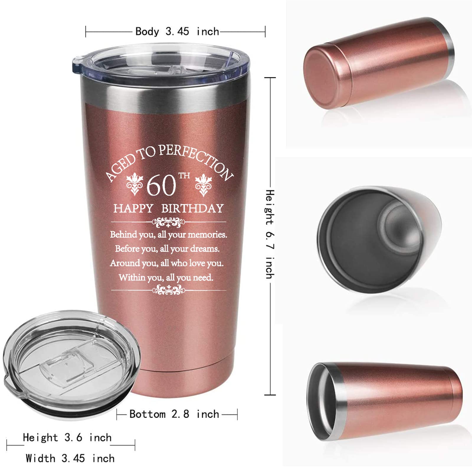 Cofoza 1963 Inspiration 60Th Birthday Gift For Man Woman 20 Ounce Double Wall Insulted Rose Gold Stainless Steel Tumbler 60 Year