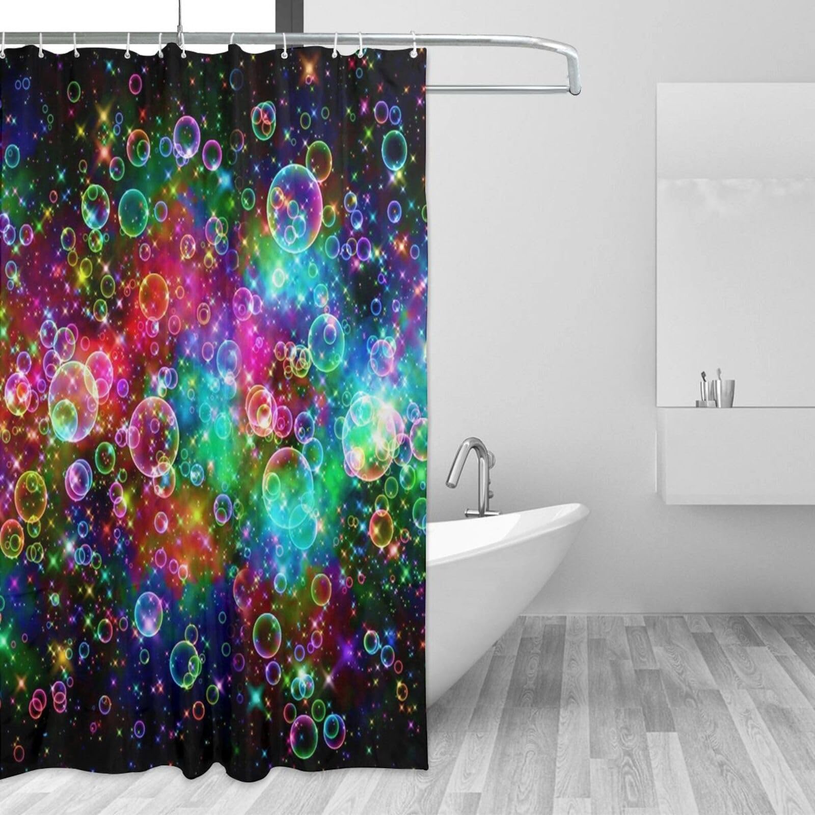 Funny Kids' Home Colorful Bubbles Beautiful Rainbow Abstract- Personalize Custom Bathroom Shower Curtain Waterproof Polyester Fa