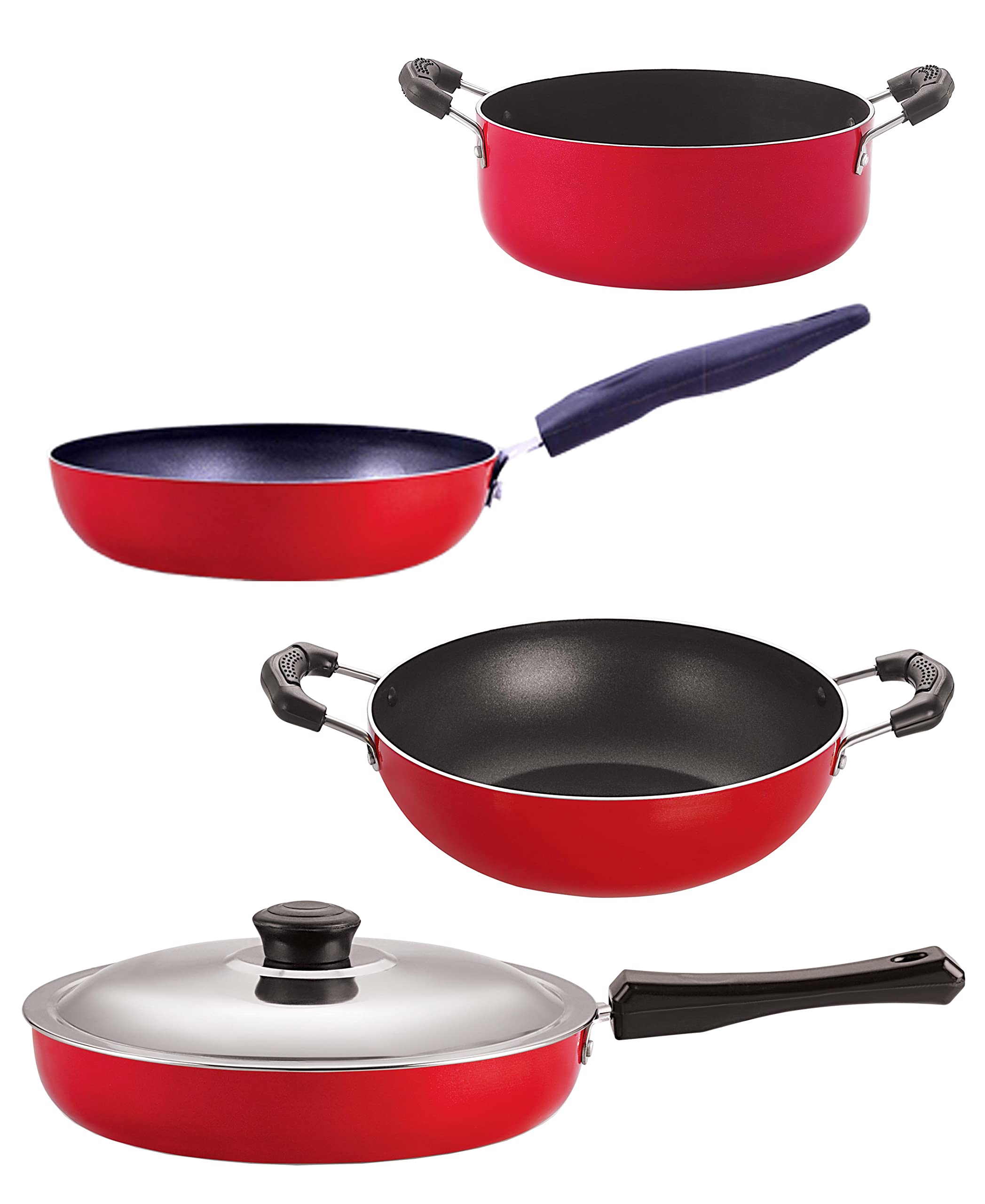 Nirlon Aluminium Non Stick Kitchen Essentials Cookware Set Of 4 Pieces (Fp12_Kd11_Cvg_Cs24)
