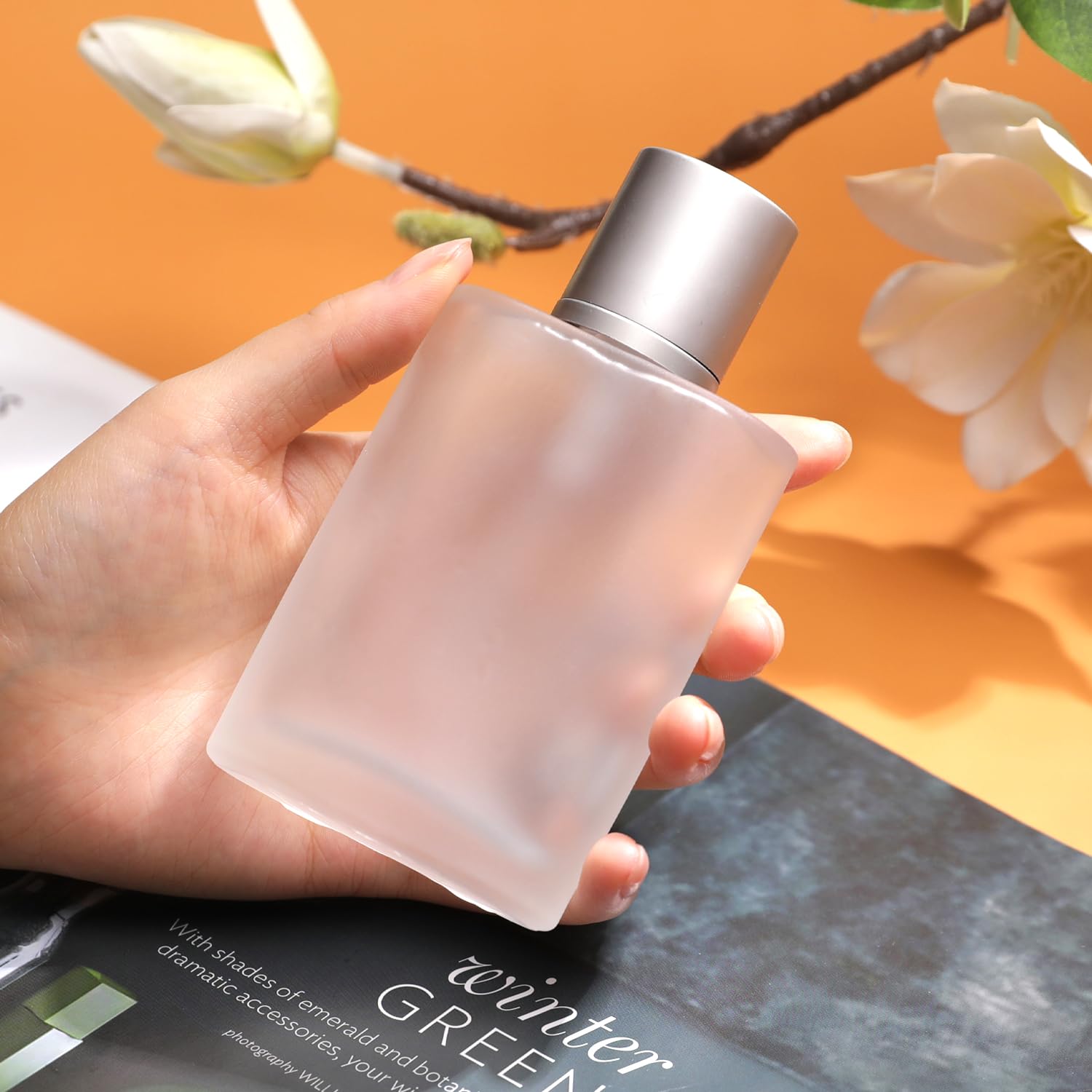 Yerpkefey 100Ml/3.4 Oz Frosted Glass Spray Bottle Perfume Atomizer,Refillable Perfume Spray Bottle Perfume Bottles Empty With 3