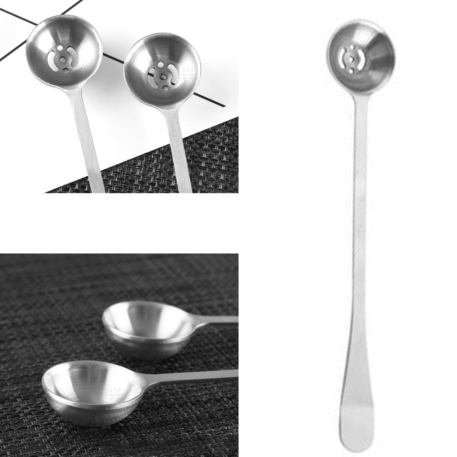 Qiuerte 2Pcs Serving Spoons With Drain Hole, Stainless Steel Olive Spoon For The Jar, Pickle Spoons For Containers Canisters 7.5