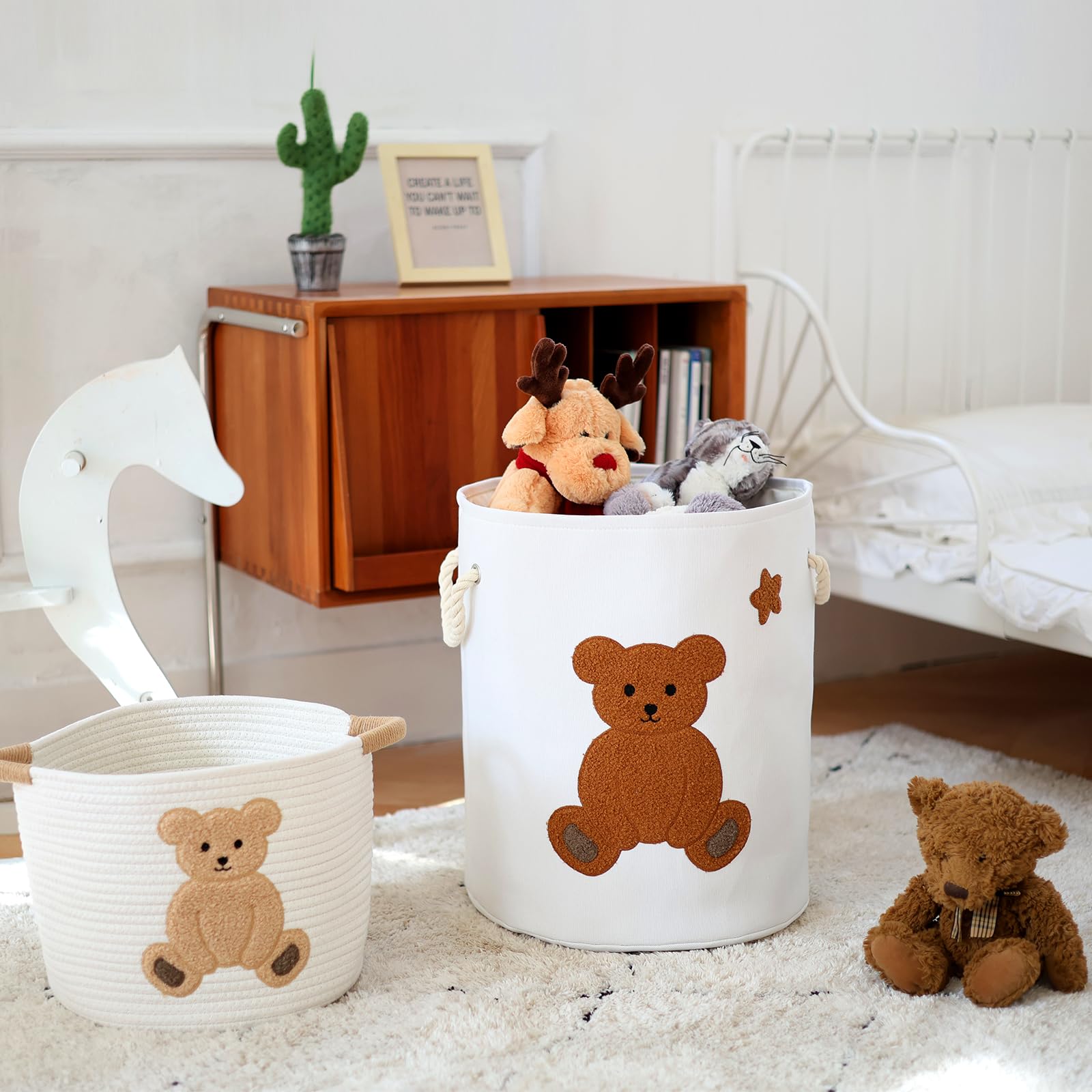 Inough Large Laundry Basket Tall Baskets Storage For Dirty Clothes, Toys Storage Bins Baby Hamper 58L Clothes Hamper Blanket Bas