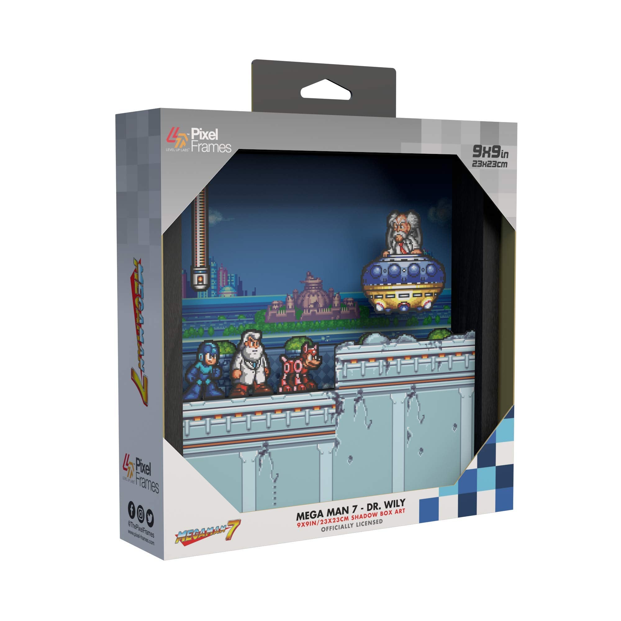Level Up Labs Pixel Frames: Megaman 7 - Dr. Wily - 3D Shadow Box - Framed Decor For Wall, Home, Shelf Display, Game Poster Art C