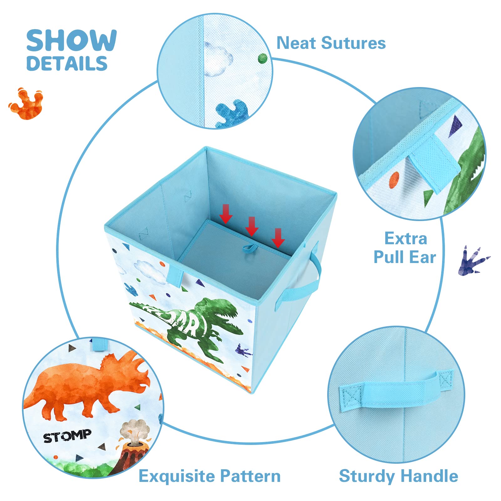 Wernnsai Cube Storage Bins - 4 Pack Fabric Foldable Storage Cube Organizer For Kids Decorative Storage Baskets With Handles 11''