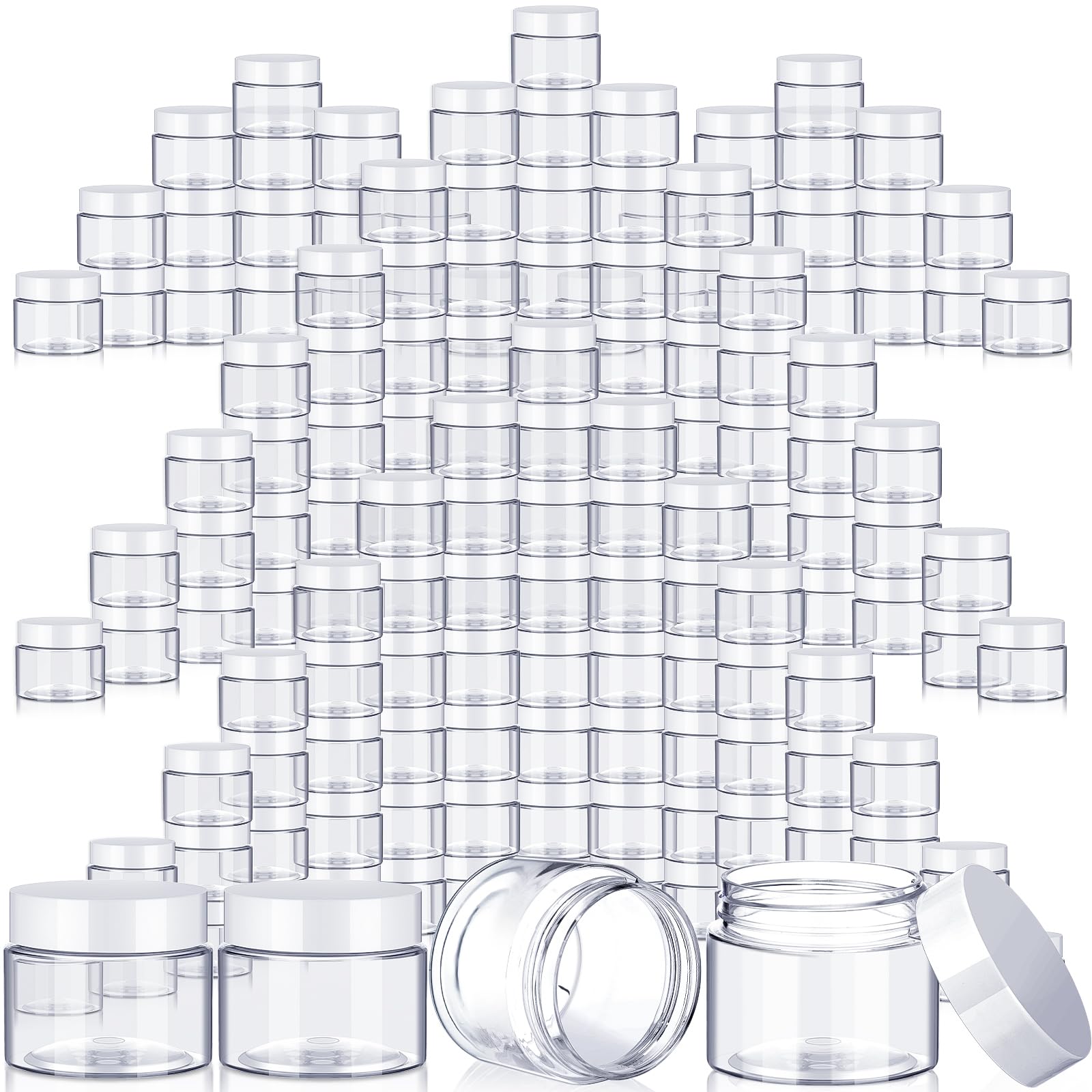 Satinior 100 Pcs Plastic Jars With Lids Small Containers Lids Wide Mouth Small Plastic Containers For Lotion Cream Rhinestones B
