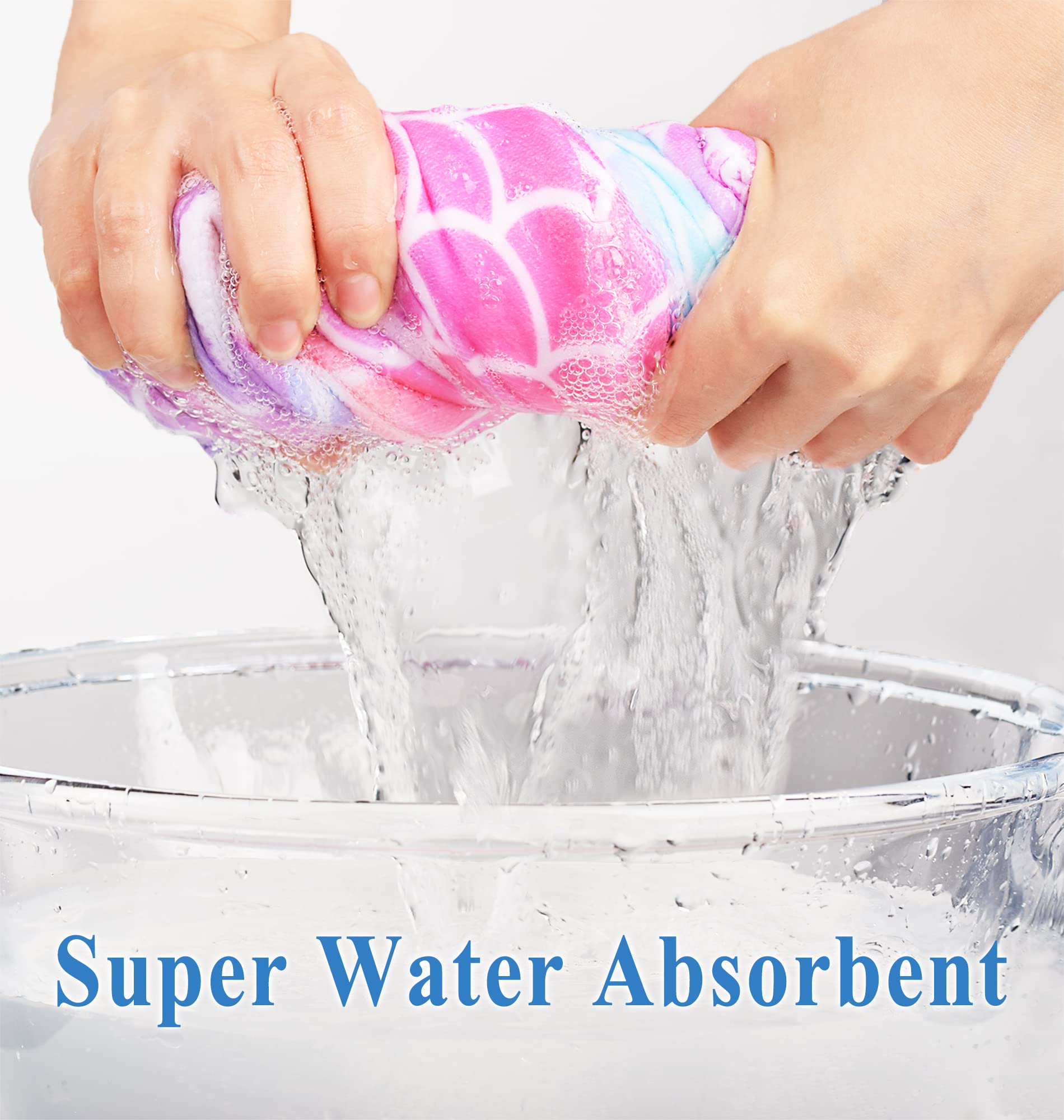 ELLEWIN Microfiber Hair Towel Wrap for Kids Girls 2 Pack Hair Turban Drying for Women Set Absorbent Quick Dry Twisty Anti Frizz