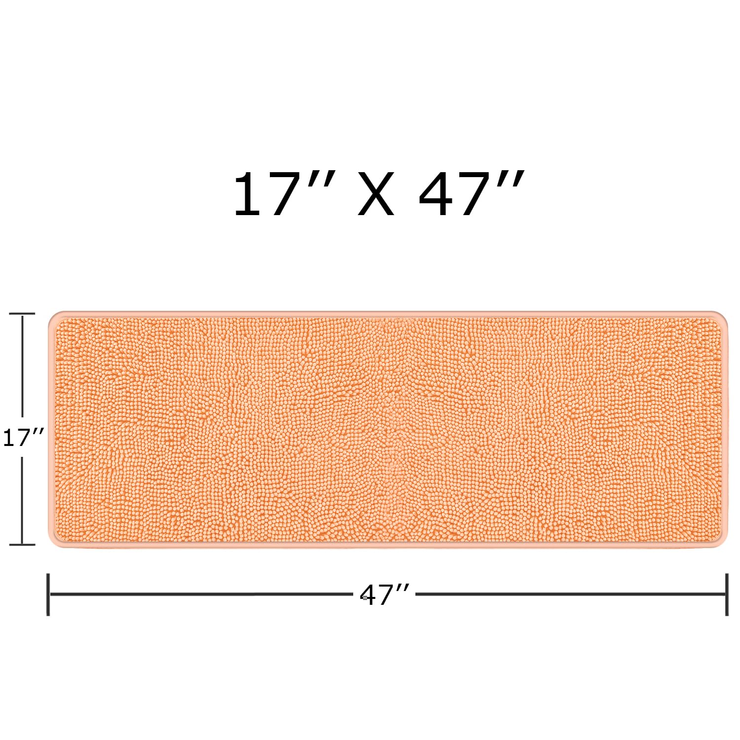 Yeaban Peach 47 X 17 Bathroom Rug - Thick Chenille Bath Mats | Absorbent And Washable Bath Rug Non-Slip, Plush And Soft Rugs For