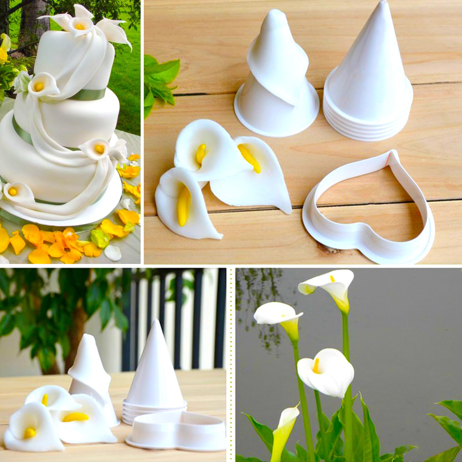 Joinor Cake Flower Calla Lily Former Cutter Sugarcraft Decorating Set Of 7