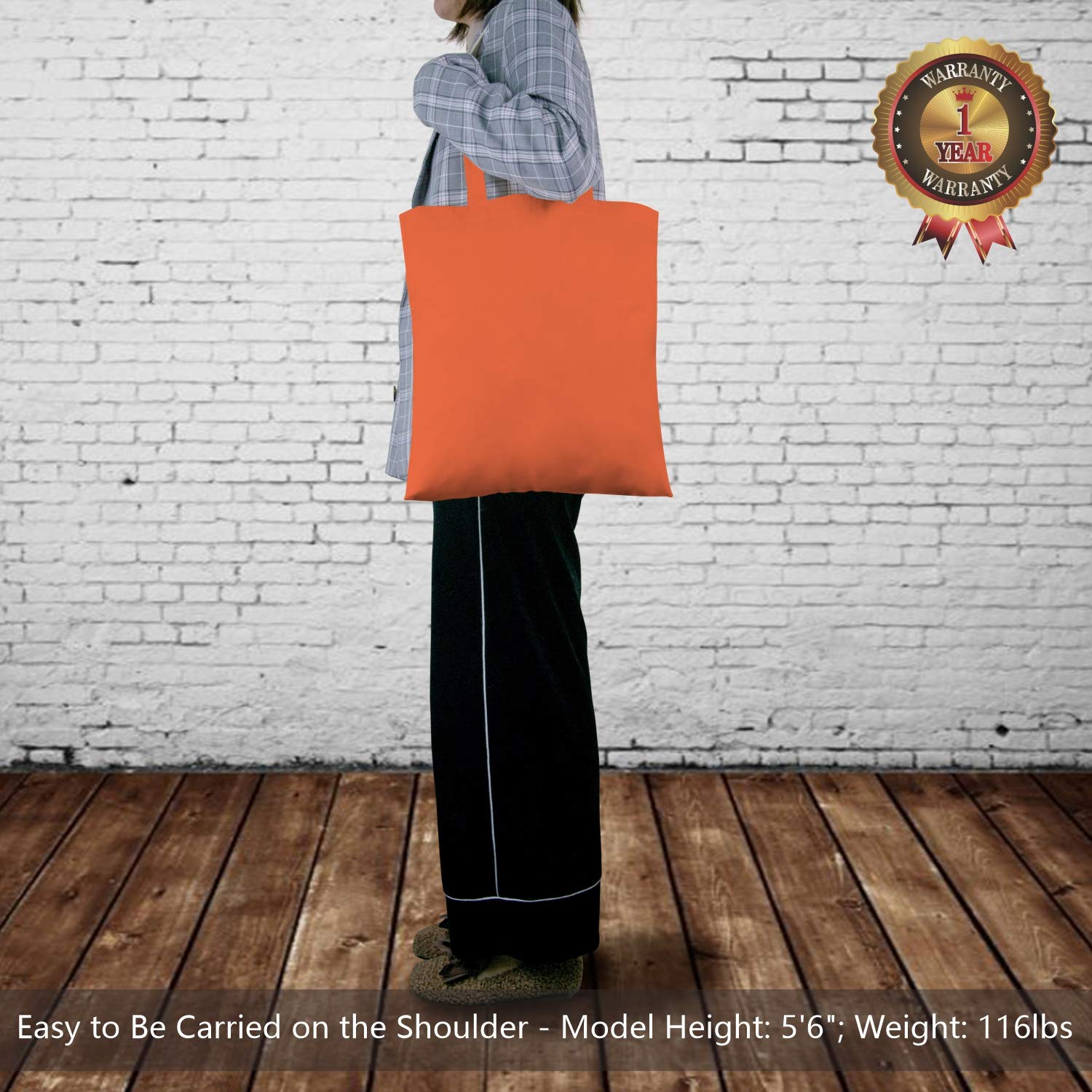 Topdesign 24-Pack Economical 16''X15'' Orange Cotton Tote Bag, Lightweight Medium Reusable Grocery Shopping Cloth Bags, Suitable