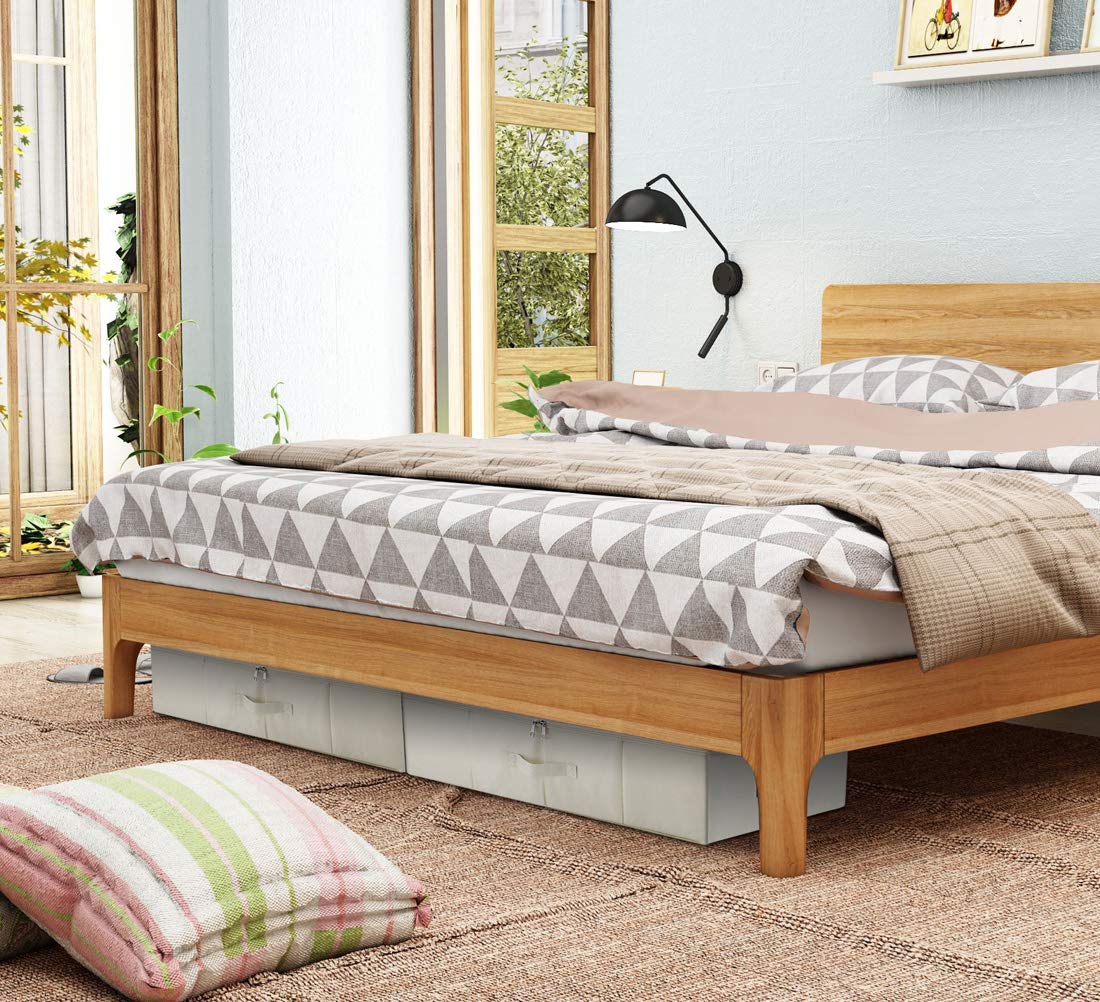 iwill CREATE PRO Underbed Storage Cube with Lid, Underbed Shoe Organizer Basket, Garment Storage Boxes, Beige