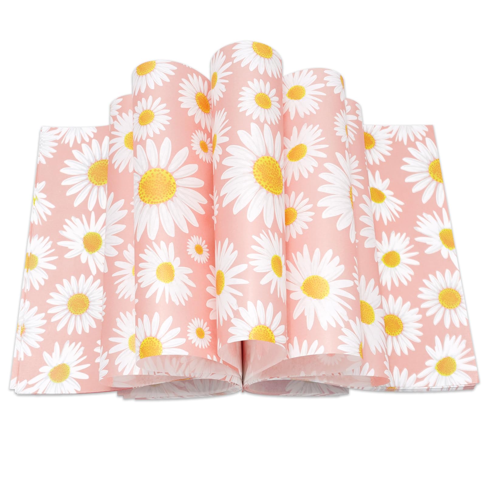 Jarthenaamcs 150Pcs Daisy Pink Wax Paper Spring Flower Deli Paper Pastel Floral Sandwich Wrap Paper Tissue Waterproof Oil-Proof