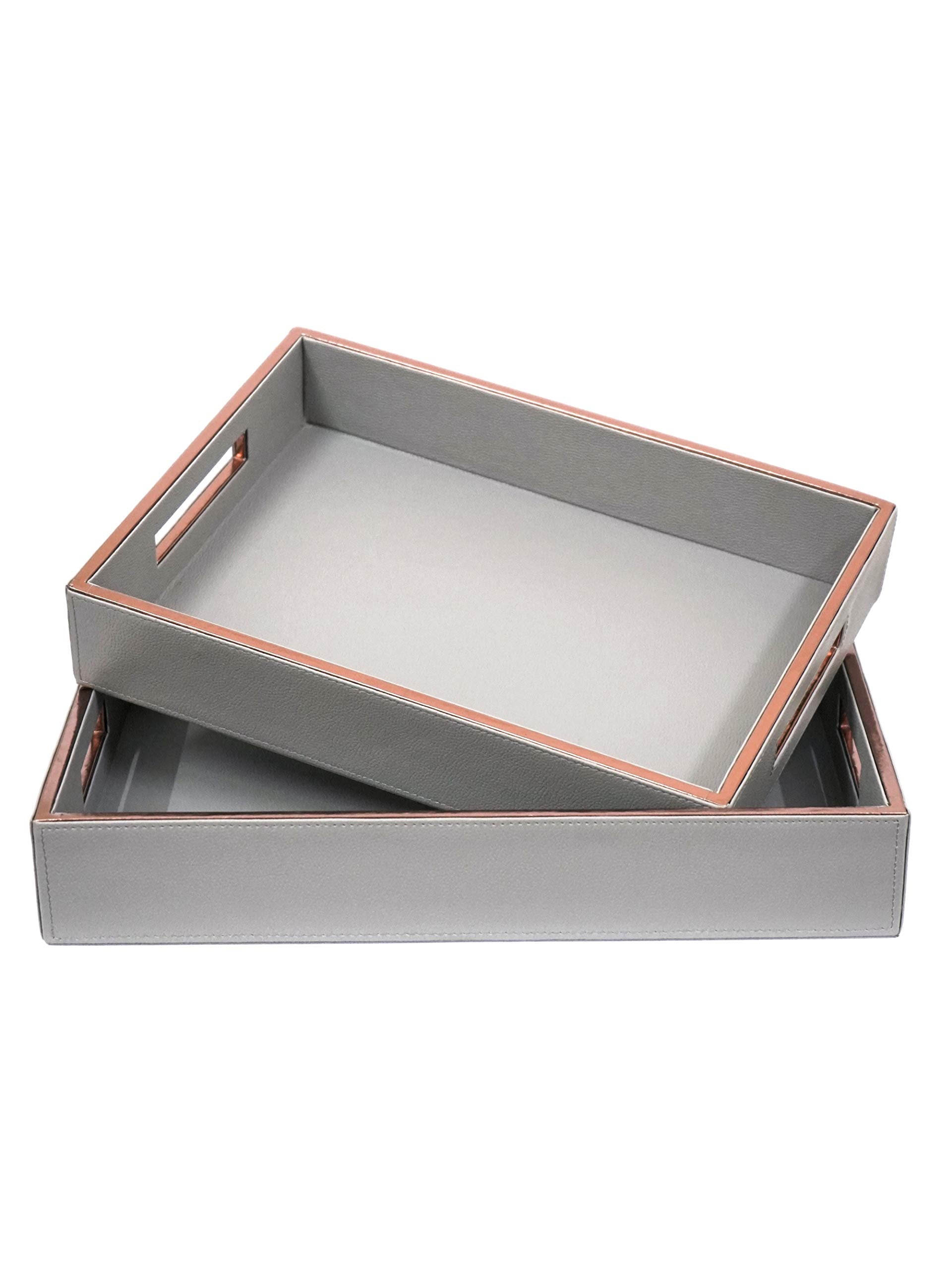 Azyeea Rectangular Faux Leather Serving Tray Set For Dining Table, Decoration, Parties, Storage, Utensils, Home Dcor Paper Tray 