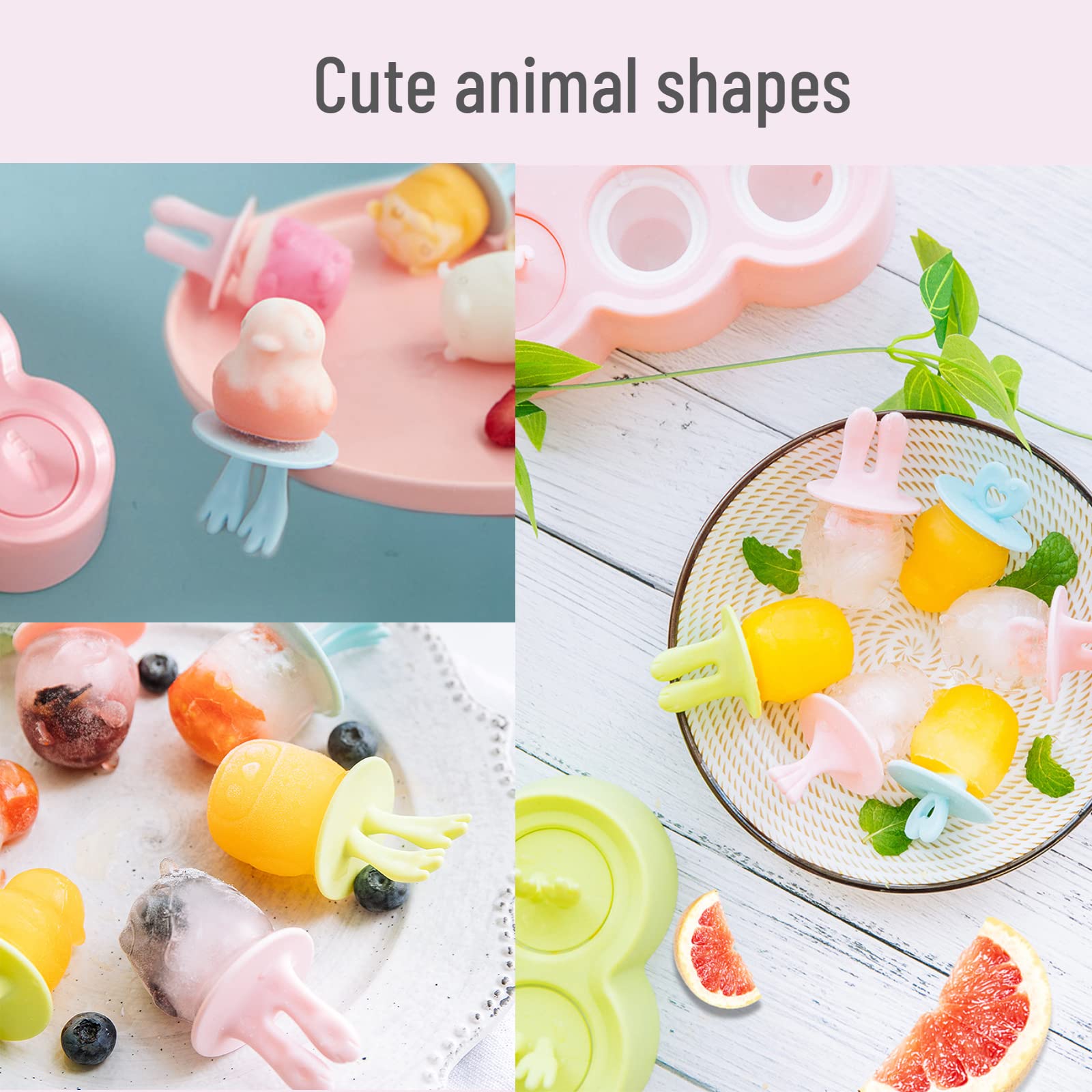 Mini Popsicles Molds For Kids Baby Cute Animal Shapes 6 Pieces Ice Pop Maker Bpa Free Silicone Ice Cream Making Homemade Diy Set