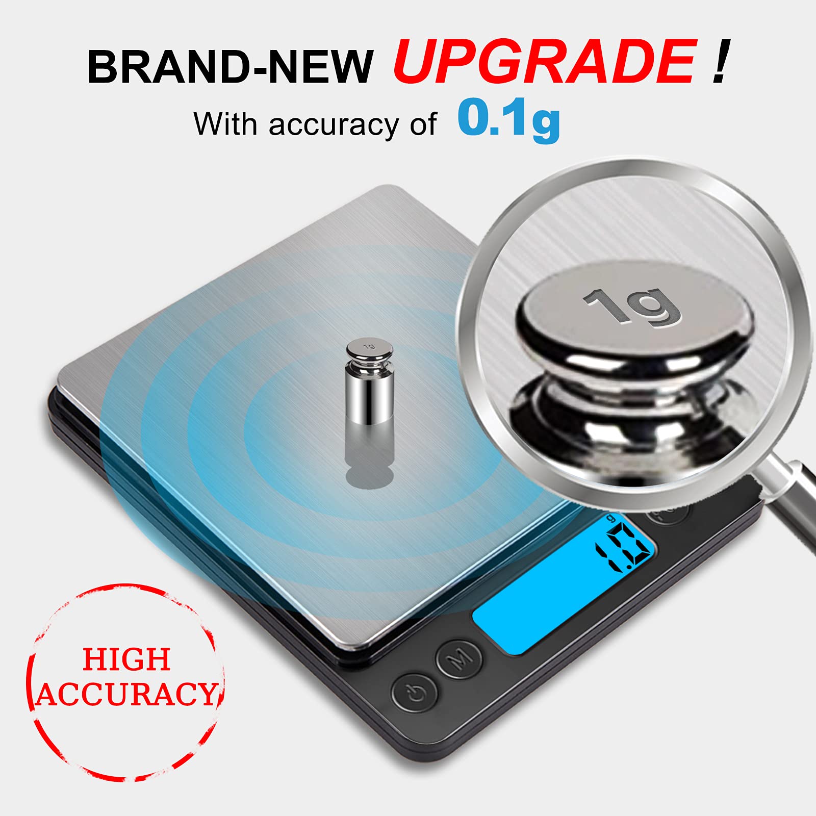 Yoncon 3000G Digital Kitchen Food Scale With 0.1G Accuracy, Tare Function, And Lcd Display - For Cooking, Baking, And Jewelry