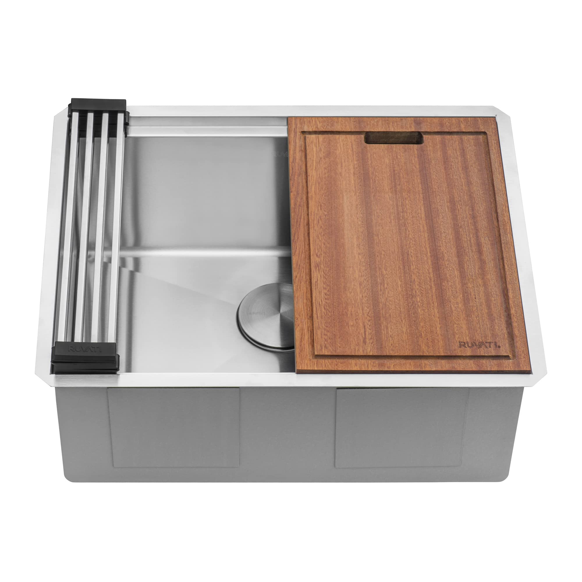 Ruvati 24-Inch Workstation Rounded Corners Undermount Ledge Kitchen Sink With Accessories - Rvh8324