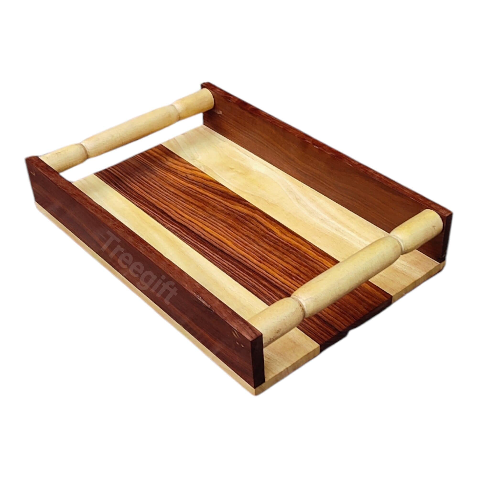 Treegift Wooden Serving Tray Platter Multipurpose Tray Serving Tray For Breakfast, Tea Serving, Tray For Storage, Table Decor Ki