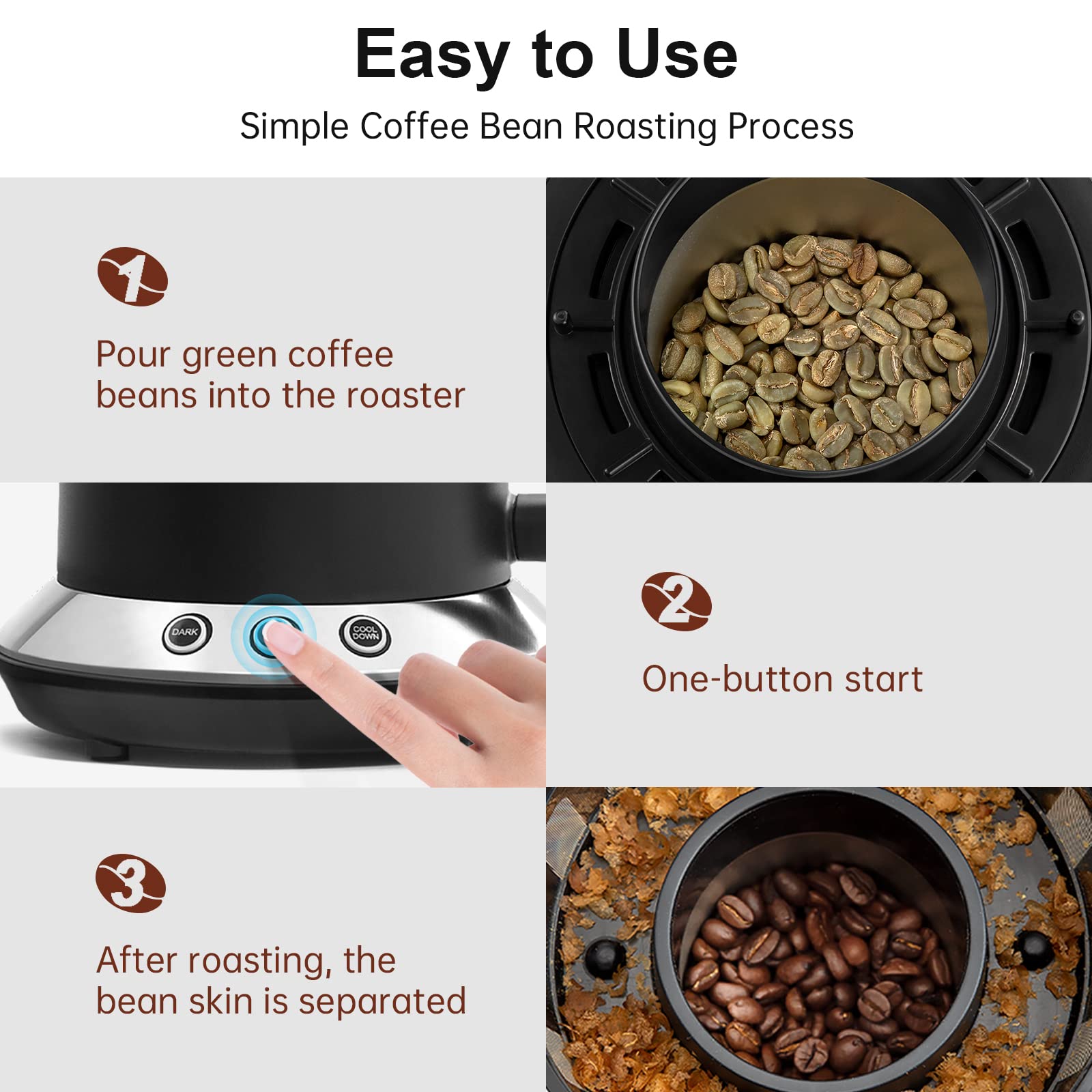 Javastarr Electric Coffee Roaster Machine For Home Use 1200W,Coffee Bean Roaster Machine For Home Use With Two Optional Baking M