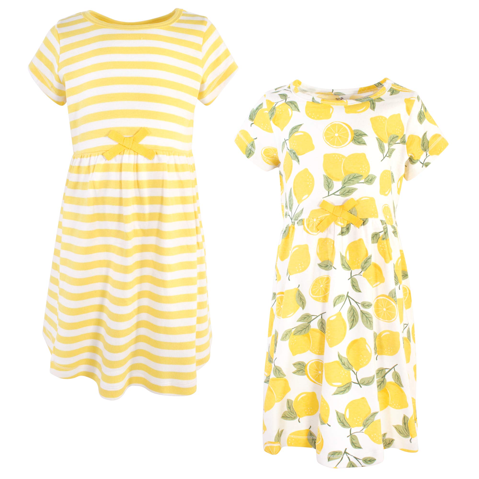 Touched By Nature Girls, Toddler, Baby And Womens Organic Cotton Short-Sleeve And Long-Sleeve Dresses, Lemon Tree Short Sleeve,