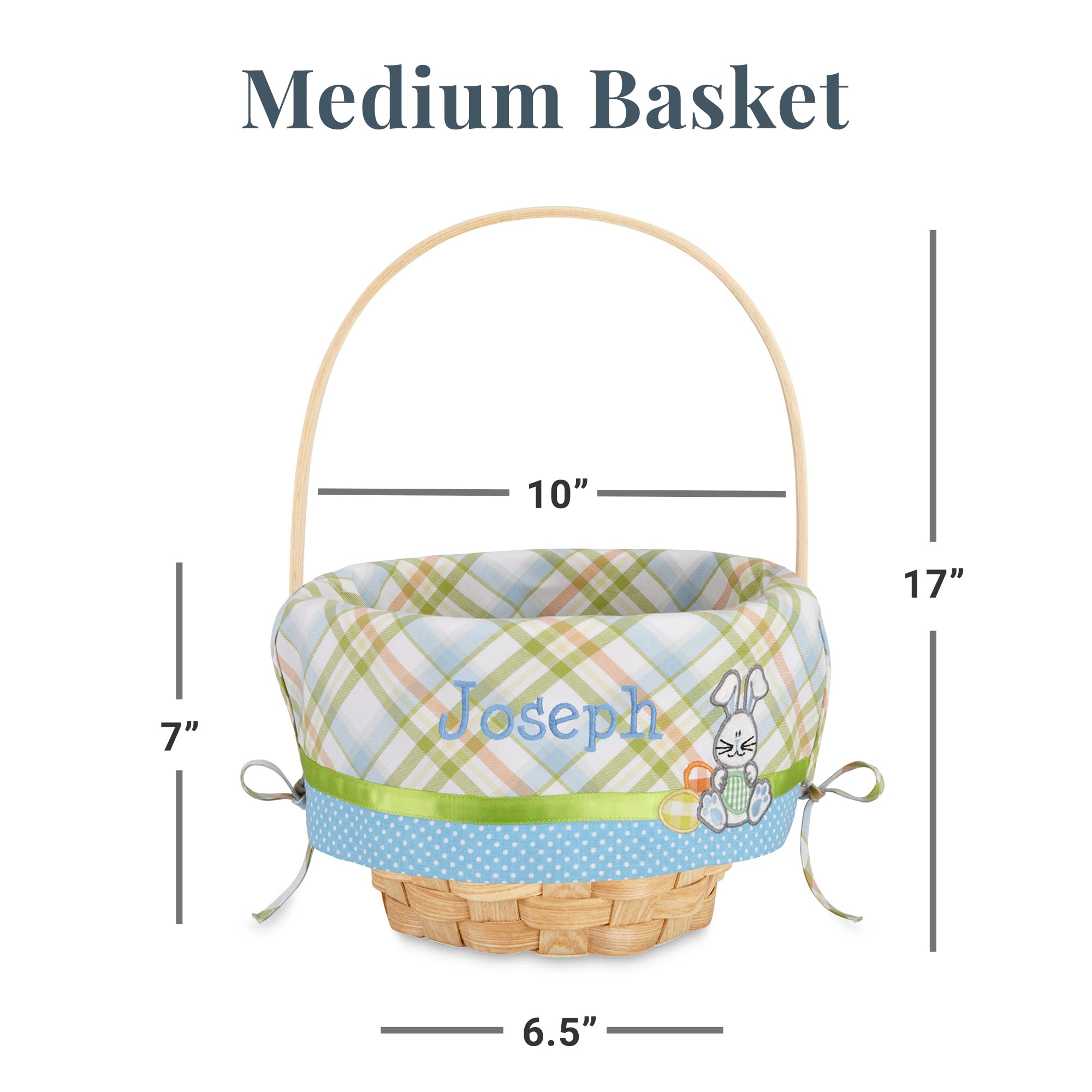 Let'S Make Memories Personalized Create Your Own Wicker Easter Basket - Pink Gingham Design - Basket Only - Customize With Any N