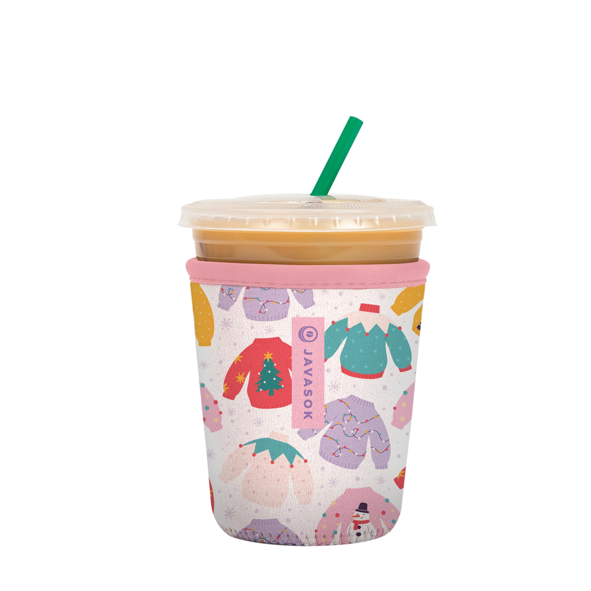Sok It Java Sok Iced Coffee & Cold Soda Insulated Neoprene Cup Sleeve (Cozy Knits, Small: 16-20oz)