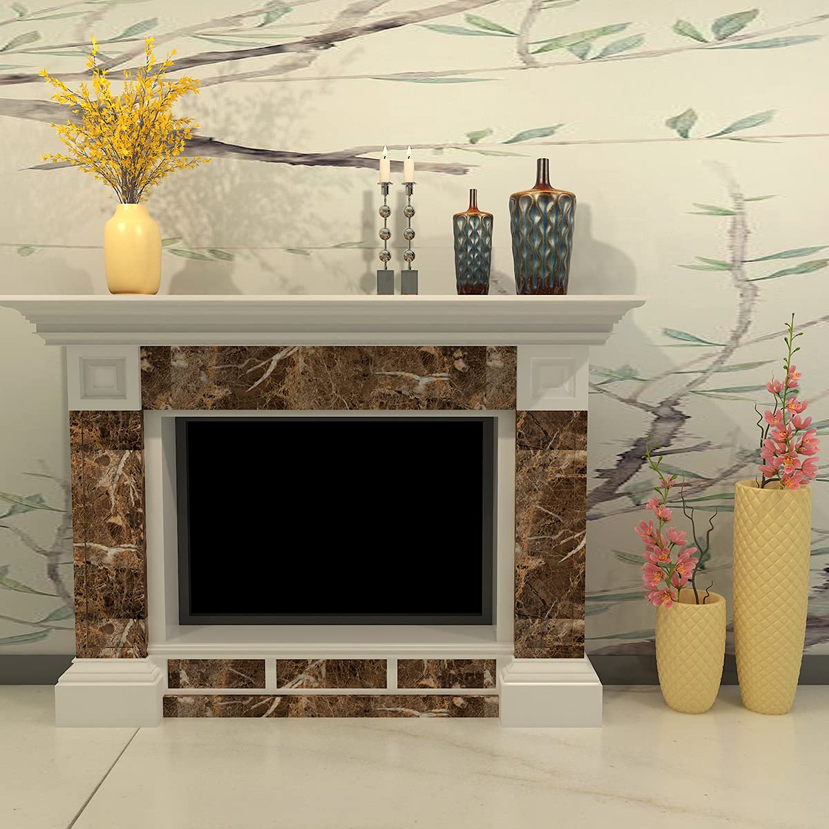 Brown Marble Contact Paper Faux Brown Granite Wallpaper Peel Stick Textured Marble Look Kitchen Sticker Self Adhesive Paper Furniture Waterproof Vinyl Wrap Wall Paper for Countertops Cupboard Bathroom