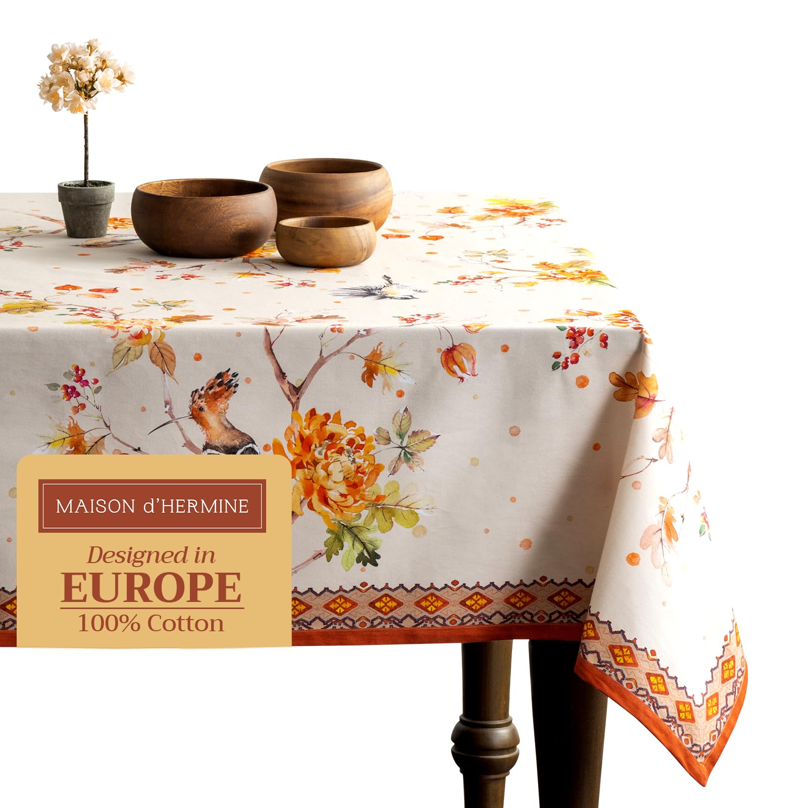 Maison D' Hermine Tablecloth 100% Cotton Table Cover Decorative Washable Rectangle Tablecloths, Kitchen, Dining & Camping, Kelim