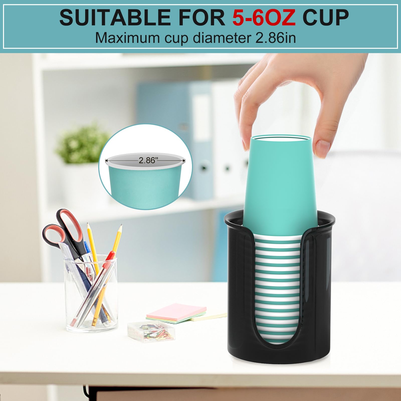 Byaway 5 Oz Bathroom Cup Dispenser Black, Disposable Mouthwash Cups Holder Fit 5Oz Paper Cups,Countertop Bathroom Cup Holder Mou