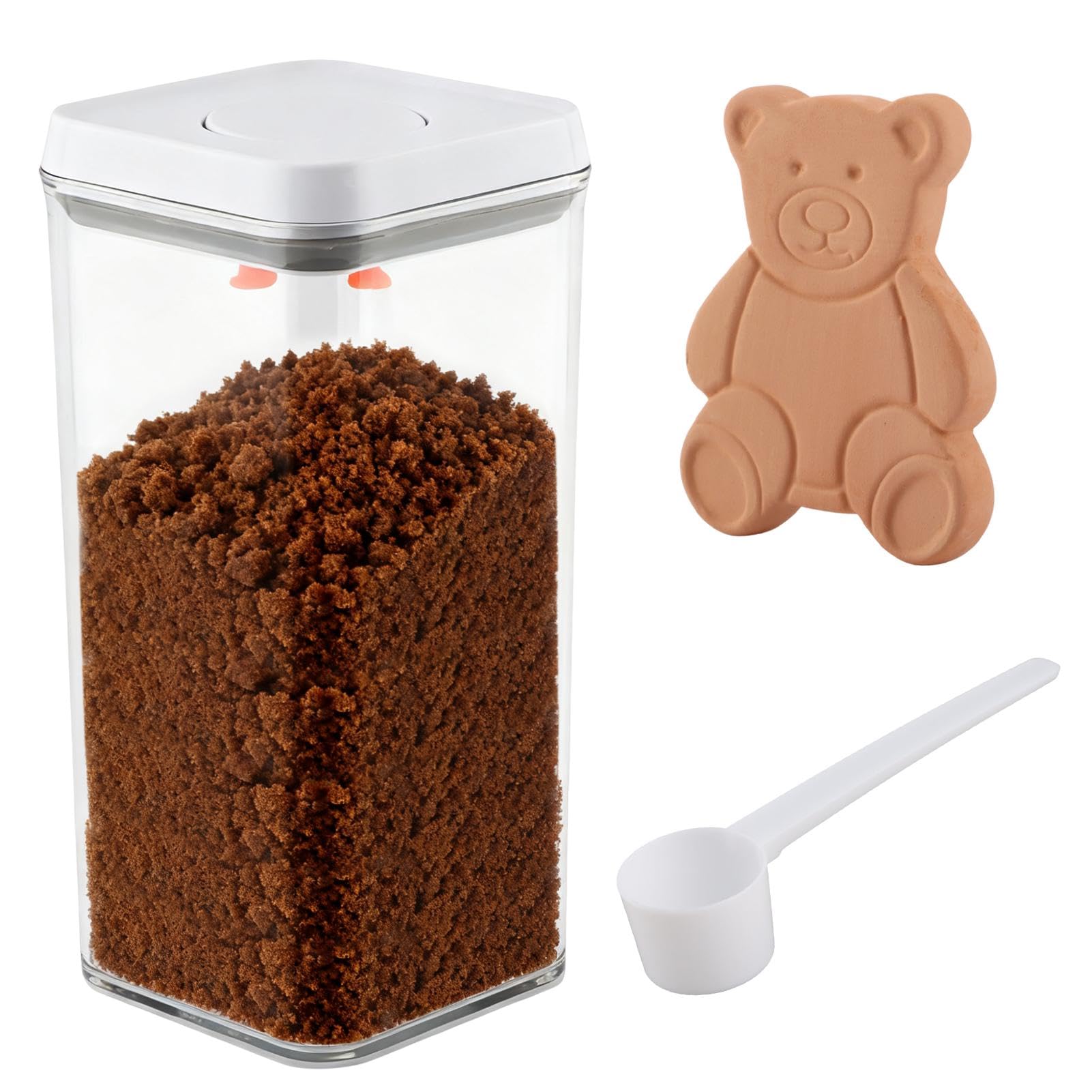 WeiLingBo Brown Sugar Keeper Storage Container With Lids Airtight, 2.3 Quart Brown Sugar Keeper Storage Container with Spoon, Fo