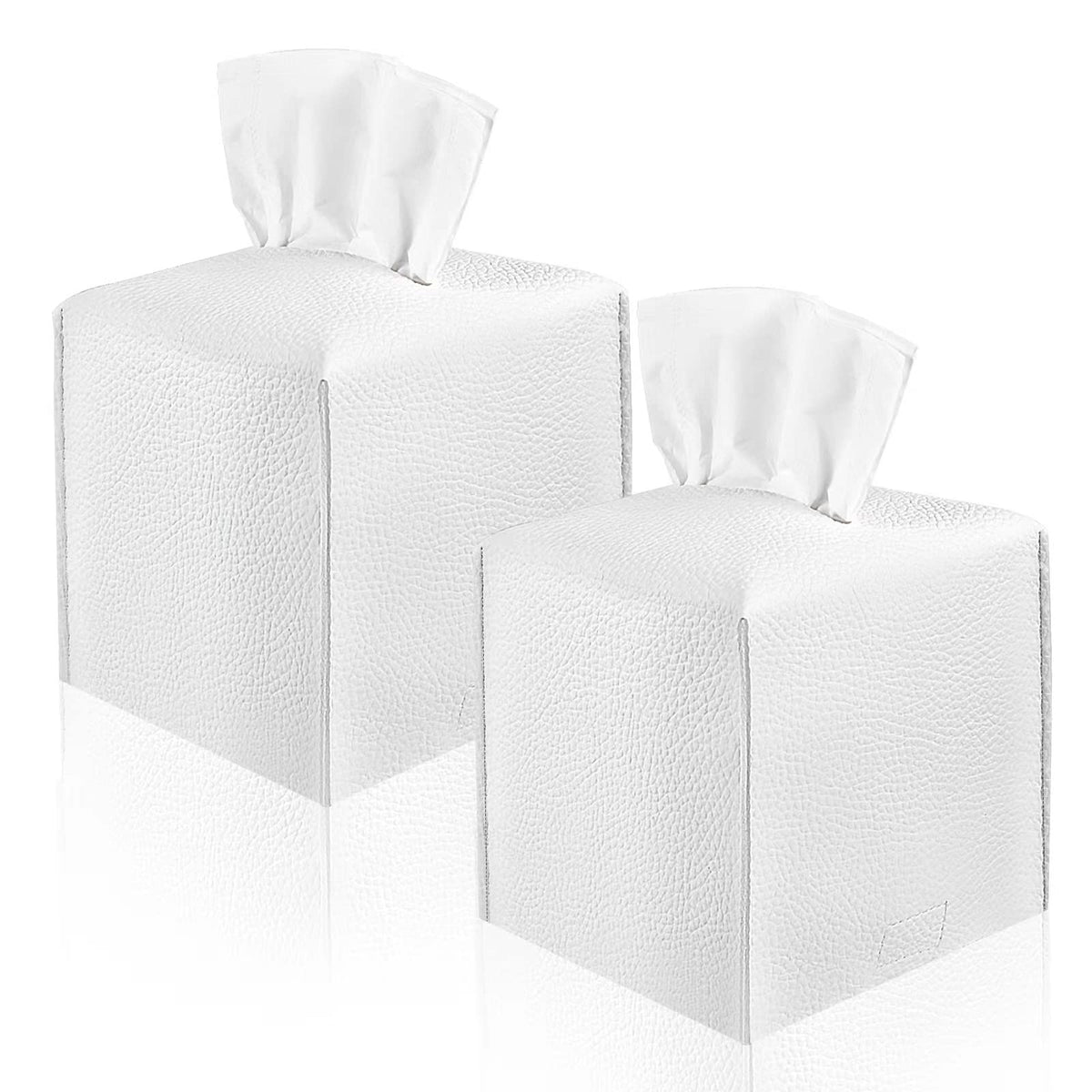 2 Pack, Vividly Tissue Box Cover Holder, Square Modern Pu Leather Tissue Box Holder, Can Be Used For Bathroom Dressing Table, Be