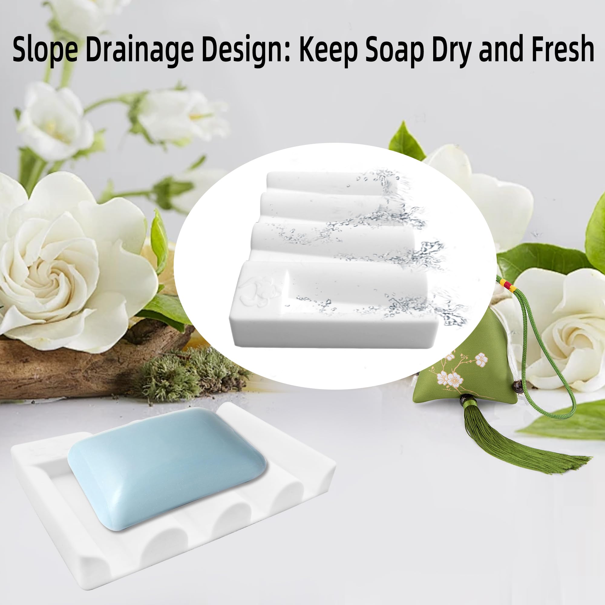 Silicone Soap Dish With Wave Design, Non-Slip, Quick-Drying, Perfect For Bathroom, Kitchen, And Sink Areas (2, White1)