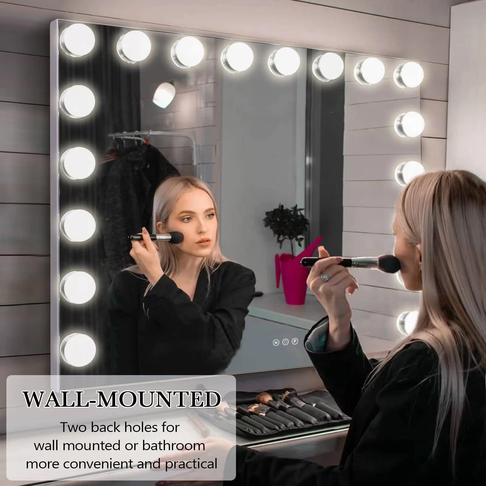 Kottova Vanity Mirror With Lights-Large Makeup Mirror, 27.6'' X21.6'' Hollywood Lighted Mirror With 18 Led,3 Color Modes,Touch C