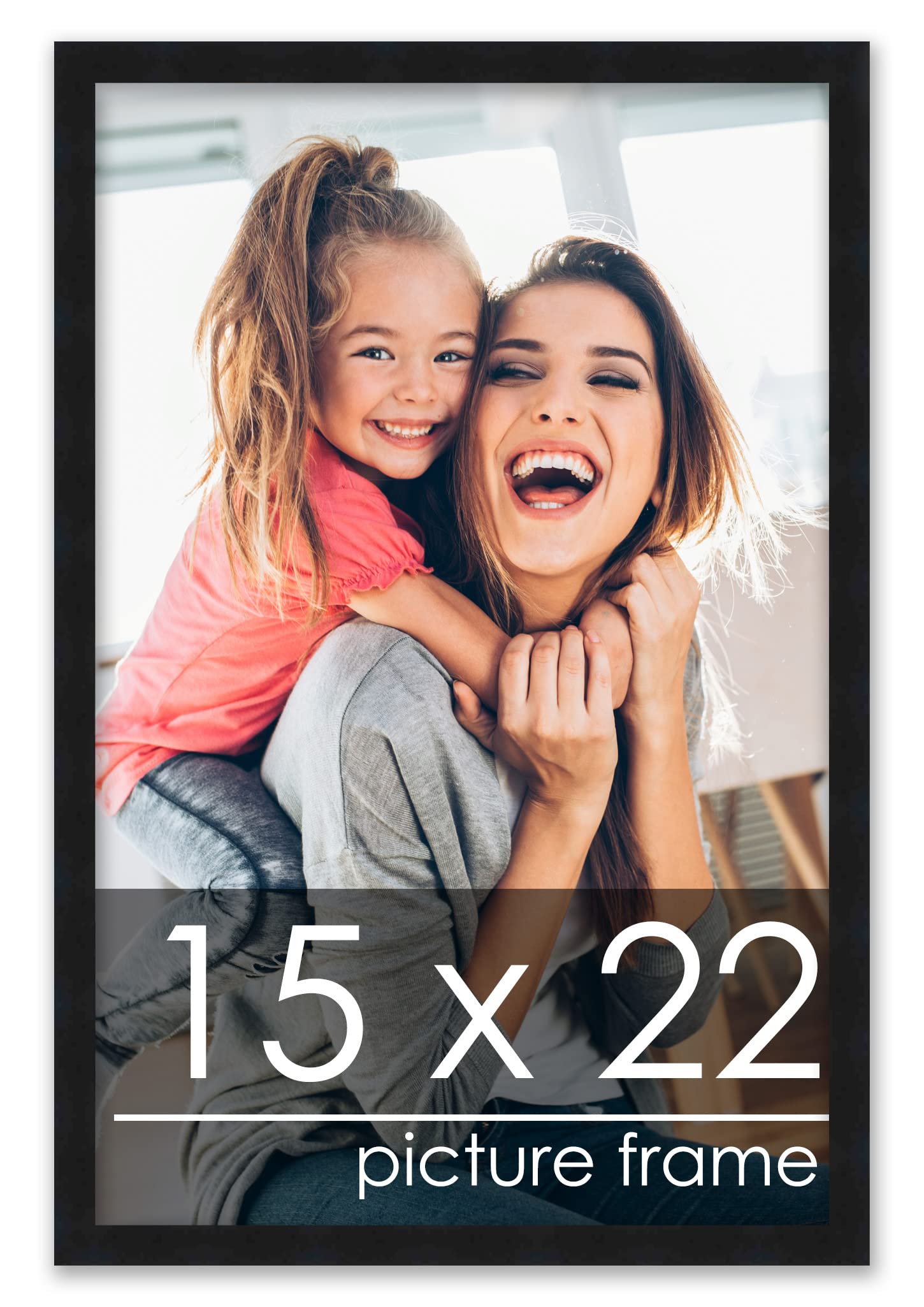 Poster Palooza 15x22 Frame Black Solid Wood Picture Frame - UV Acrylic, Foam Board Backing & Hanging Hardware Included
