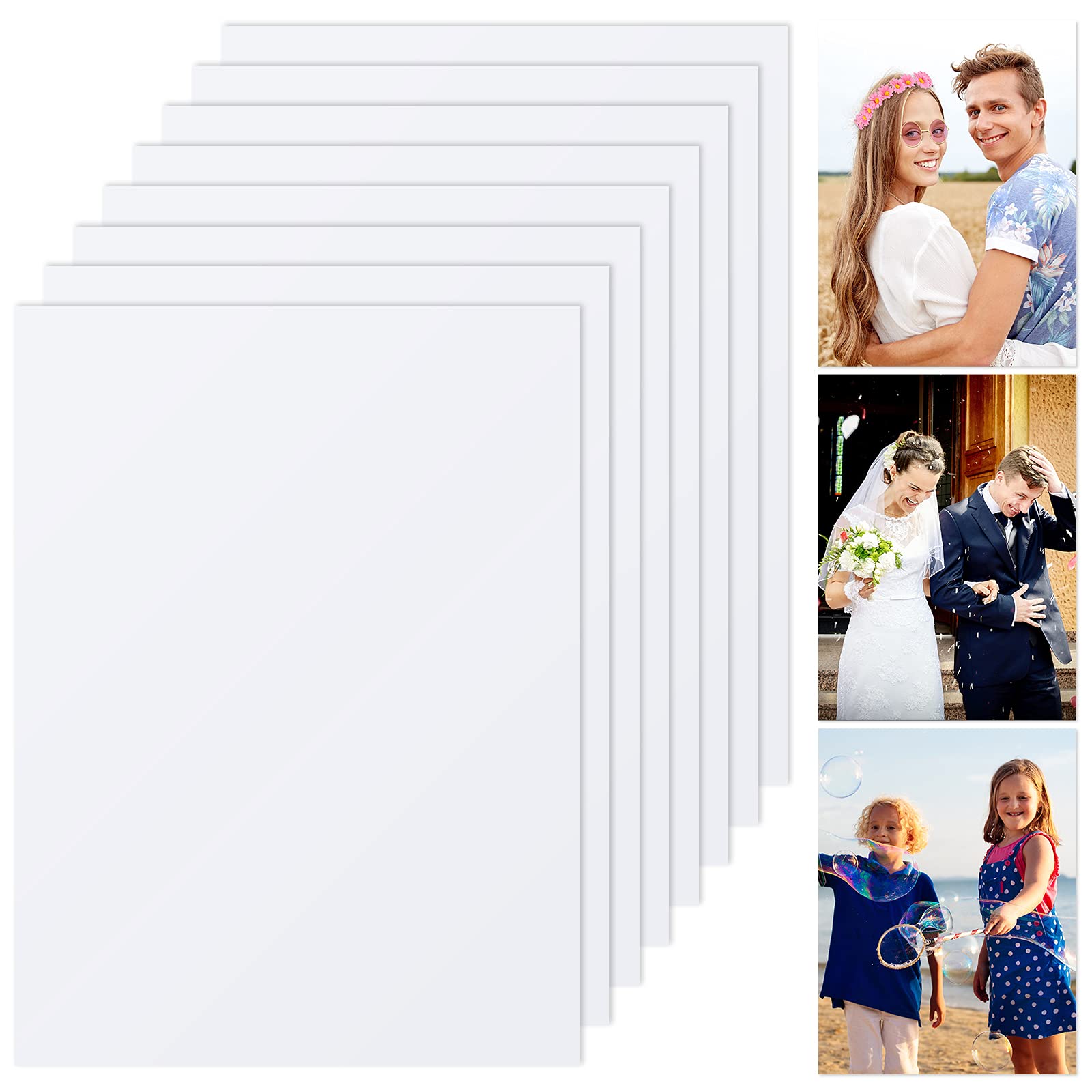 Hotop 8 Pieces Sublimation Aluminum Photo Sign Metal Blank Photo Board Sublimation Picture Panel Wall Art Aluminum Plate for Wed