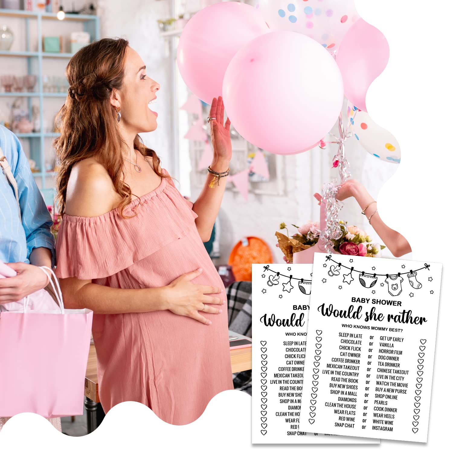 Bridal Shower Game Cards, Would She Rather Bridal Shower Game, Rustic Bridal Wedding Shower Or Bachelorette Party Game, Bridal S