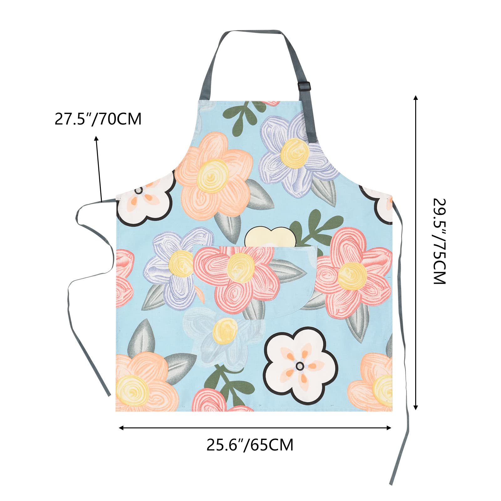 ARBINSON 2 Pack Floral Apron for Women with Pockets  Adjustable Cotton Chef Aprons for Kitchen  Cooking  BBQ & Grill (Orange/Floral)