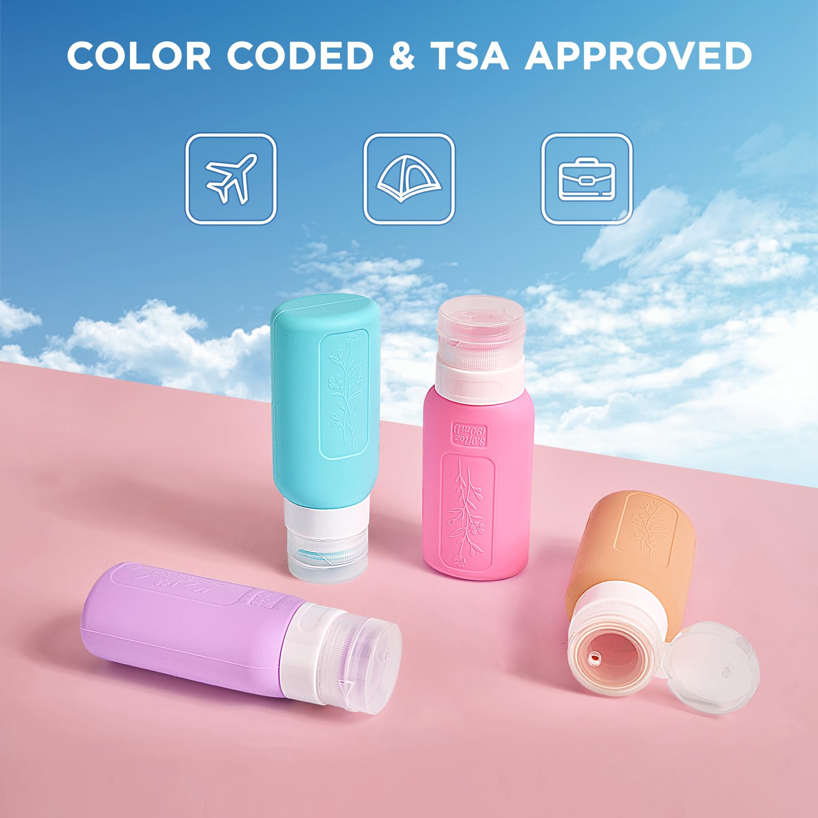 Yamyone Travel Bottles For Toiletries, Tsa Approved Travel Bottle 3Oz Shampoo Travel Container, Bpa Free Leak Proof Travel Tubs