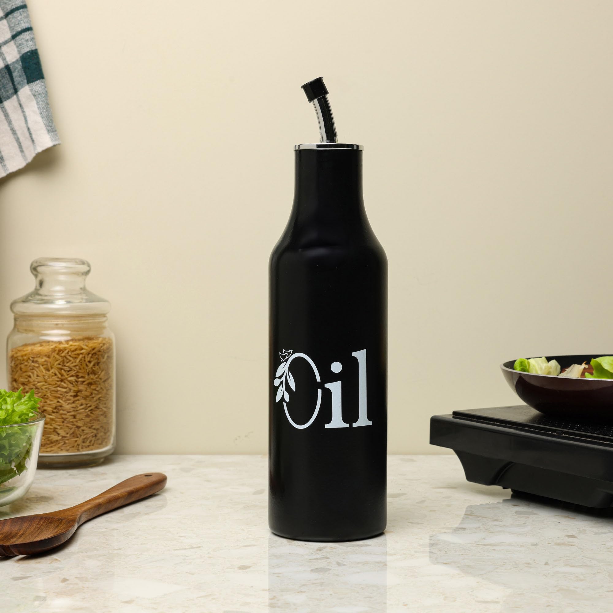 Dudki 1 Litre Stainless Steel Oil Pourer | Oil Dispenser For Kitchen | Cooking Oil Bottle For Kitchen | Cooking, Home, Restauran