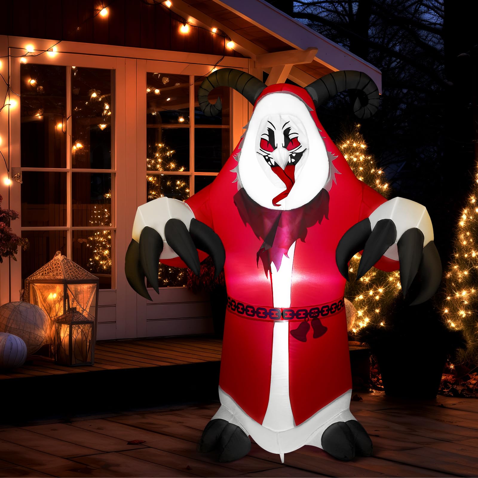Hollowfly 6ft Christmas Krampus Inflatables Outdoor Decorations - Christmas Funny Blow up Decoration with LED Light for Xmas Hol