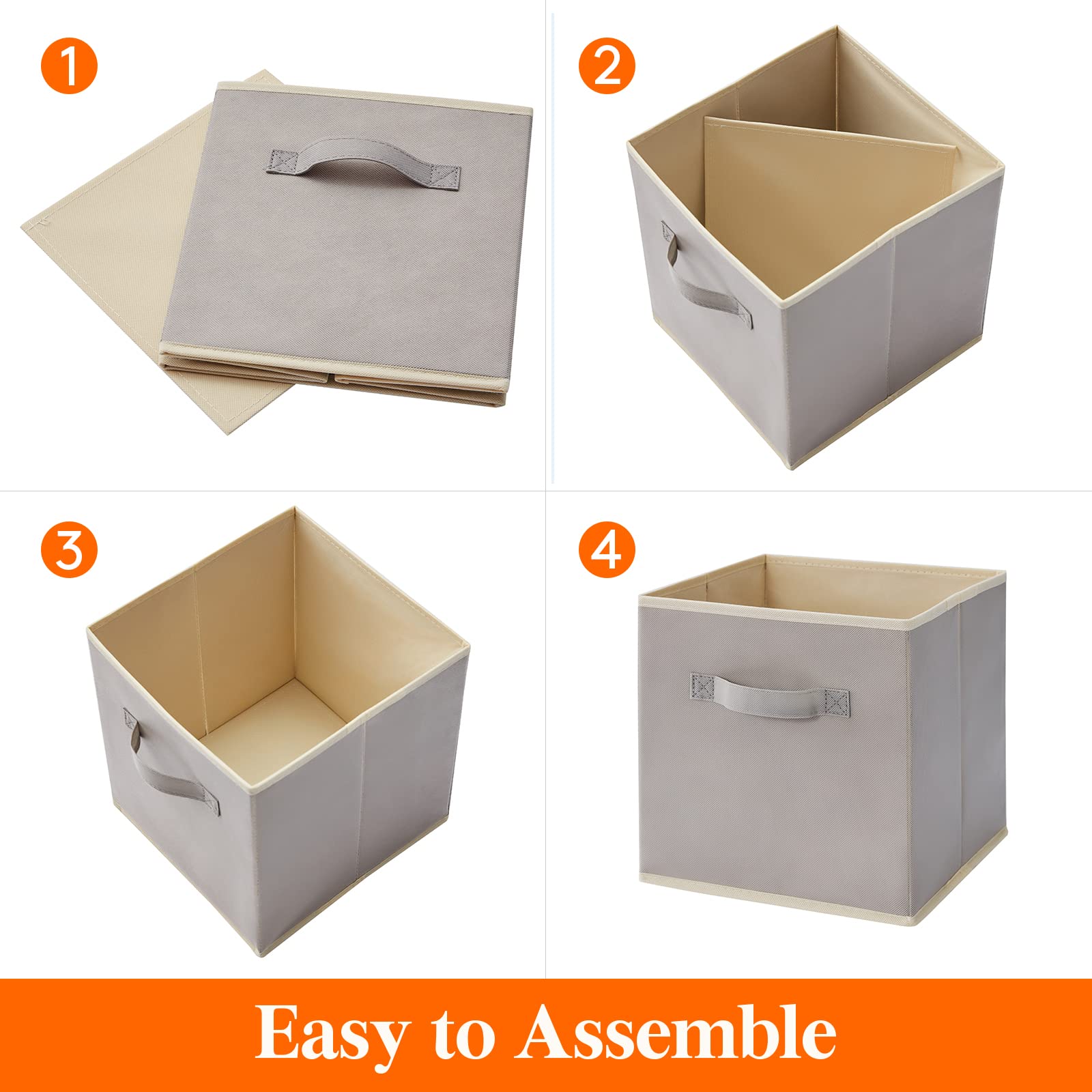Lifewit Collapsible Storage Cubes 11 Inch Foldable Fabric Bins Organizing Baskets For Shelves Set Of 6 Light Grey