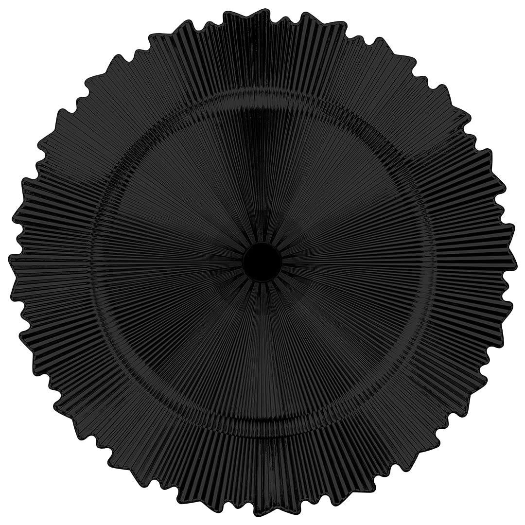 Koyal Wholesale Galaxy Charger Plates, French Style Decor, Ornate Charger Plates, Rustic Farm Table Decor (4, Black)