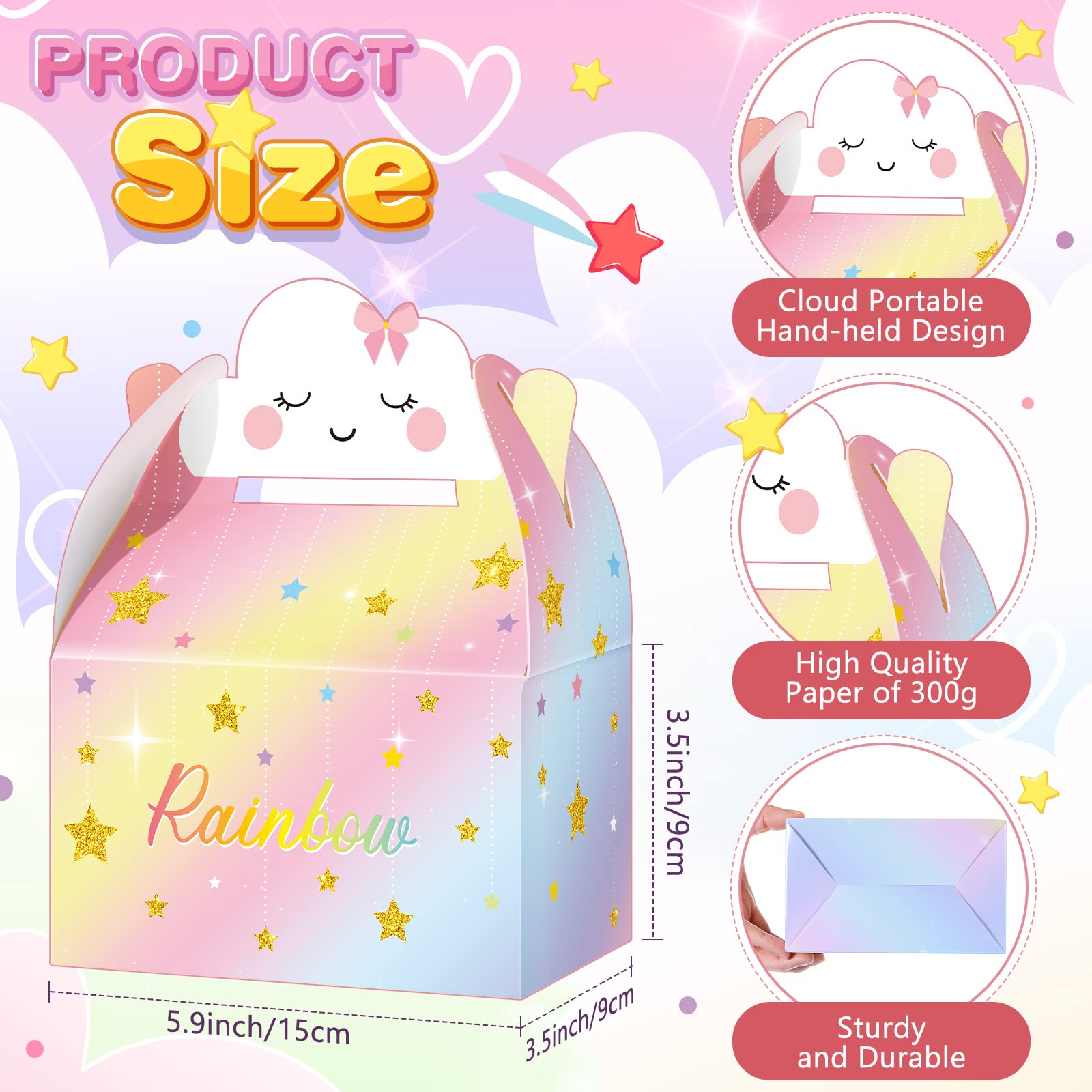 Leinuosen Rainbow Cloud Gift Boxes Party Supplies Cute Party Favor Boxes Cloud Theme Treat Boxes Candy Goodies Gift Boxes For Gi