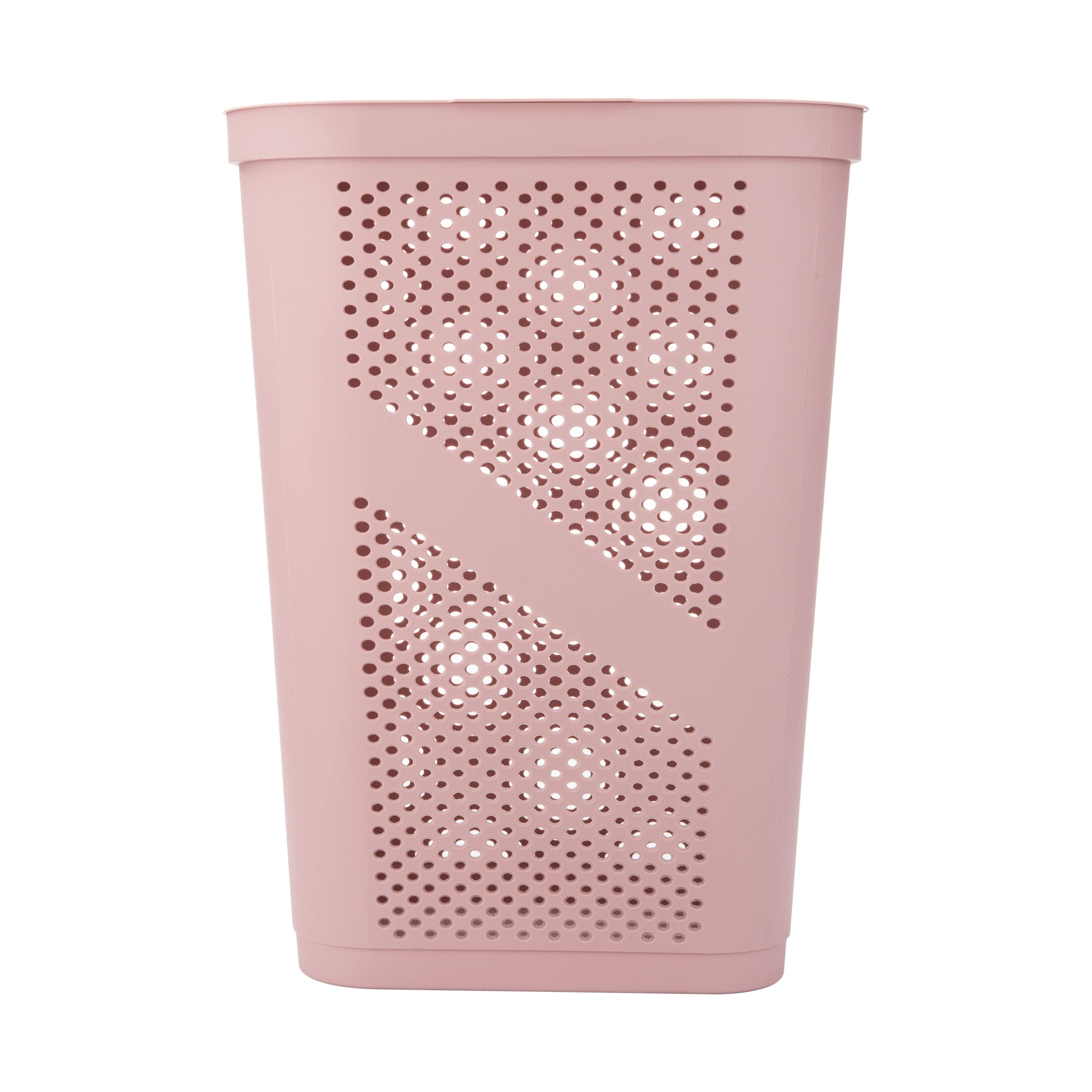 Mind Reader 60L Slim Laundry Hamper, Clothes Basket, Lid, Ventilated, Plastic, 17.25''L X 13.75''W X 23.5''H, Pink