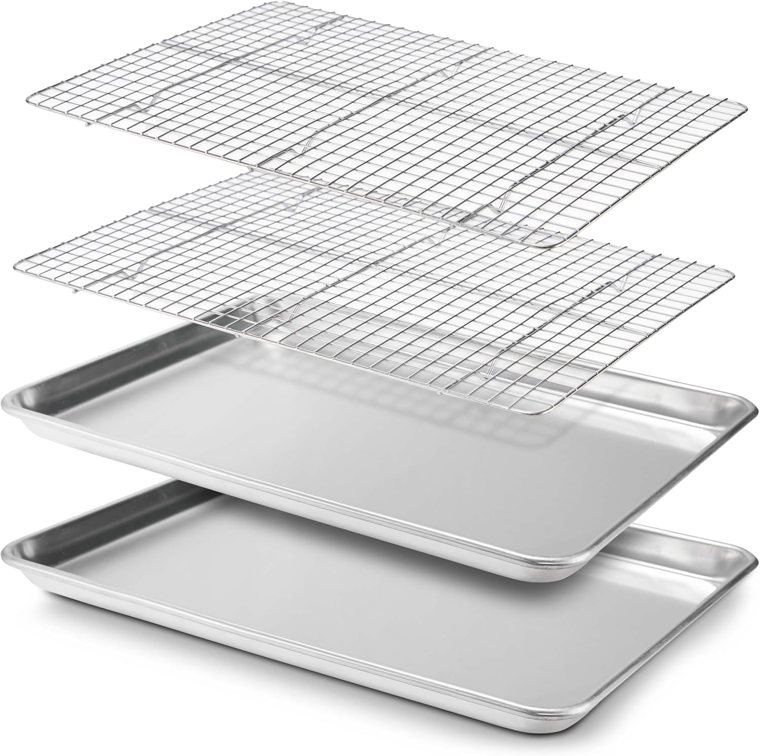 18 x 13 Baking Sheet, Sheet Pan with Wire Rack Set, Stainless Steel Cookie Pan Baking Tray with Cooling Rack (2)