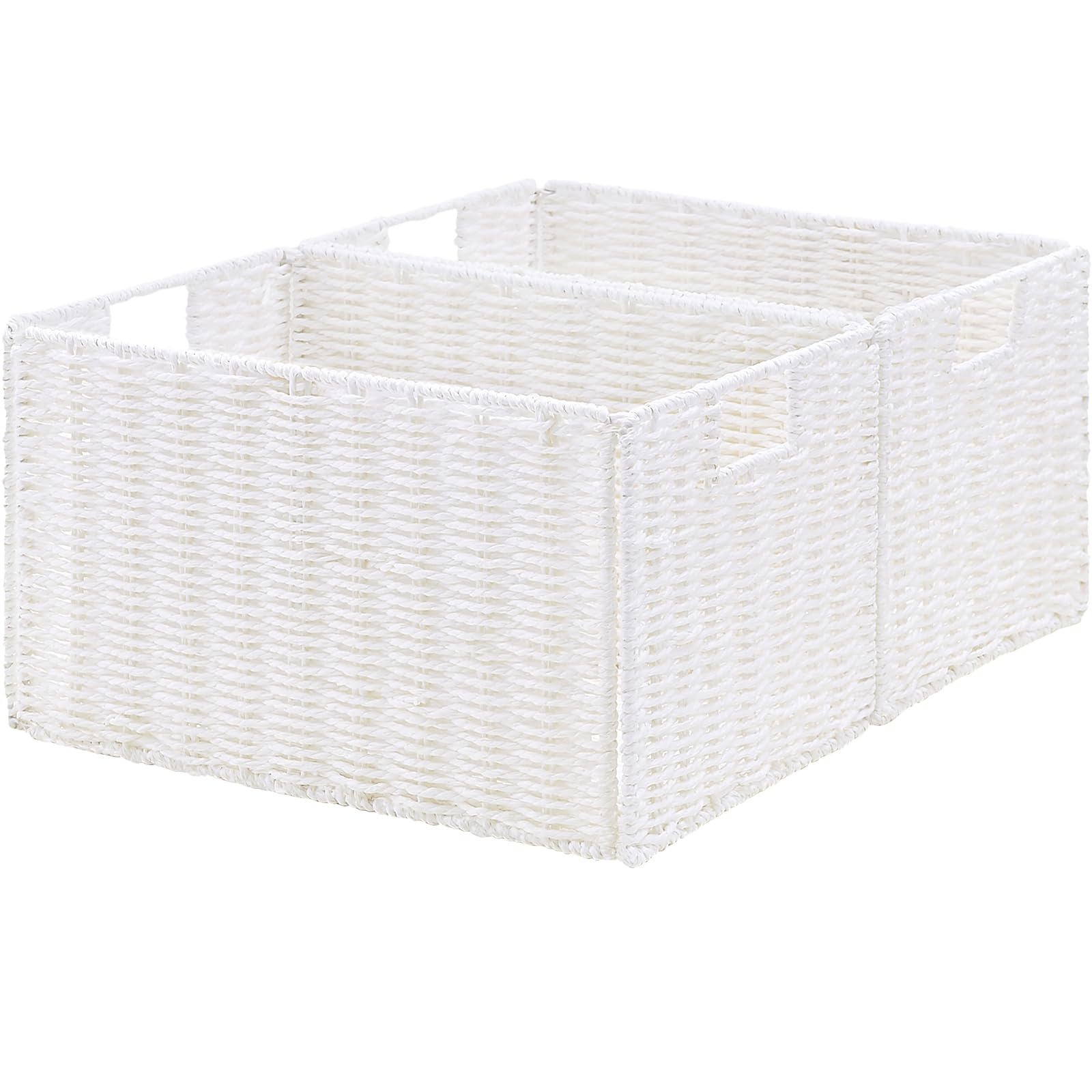 Vagusicc Jumbo Wicker Basket, Set Of 2 Woven Paper Rope Storage Baskets For Organizing, Foldable Rectangular Storage Baskets Bin
