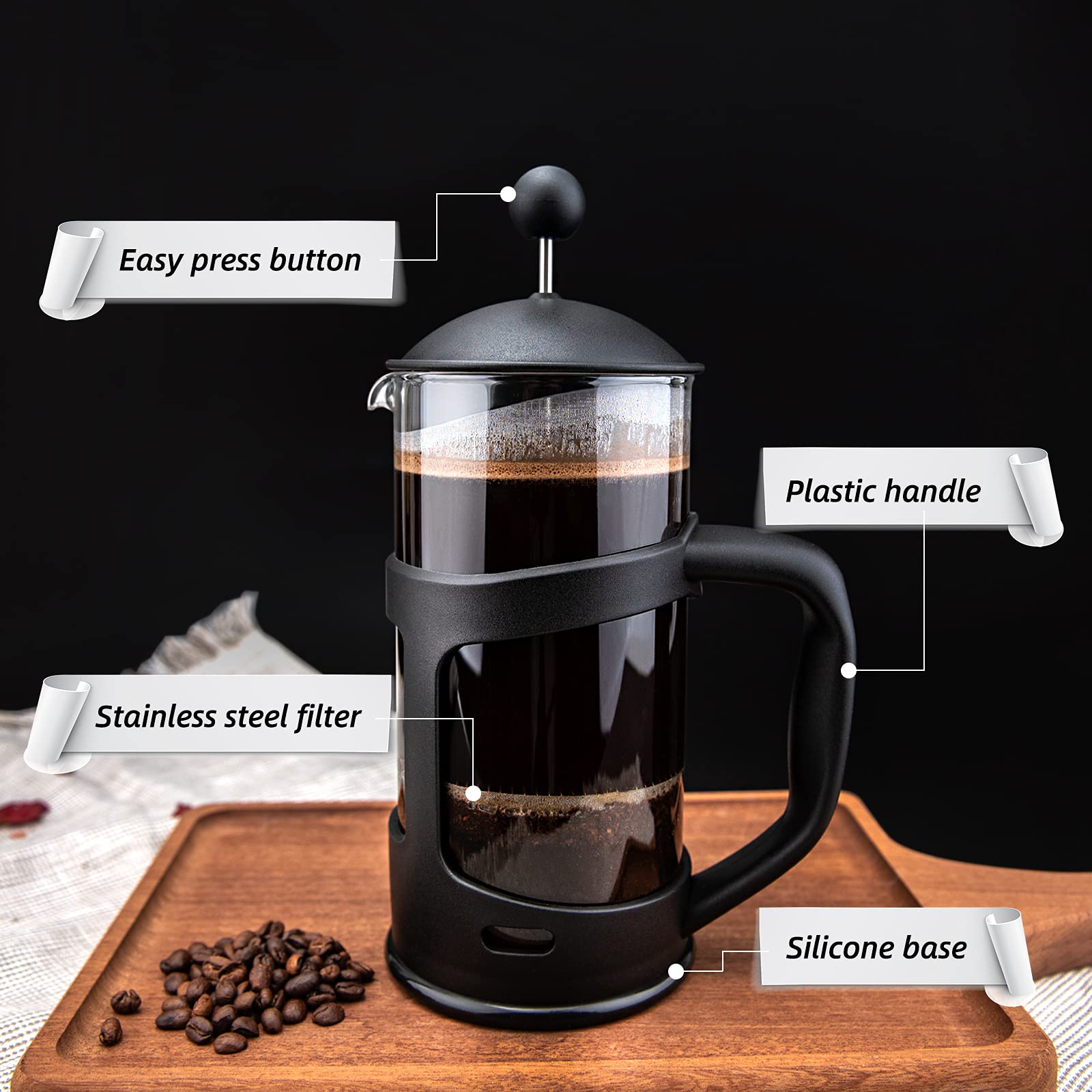 Rainbean Mini French Press Coffee Maker 1 Cups, 12Oz Coffee Press, Perfect For Coffee Lover Gifts Morning Coffee, Maximum Flavor