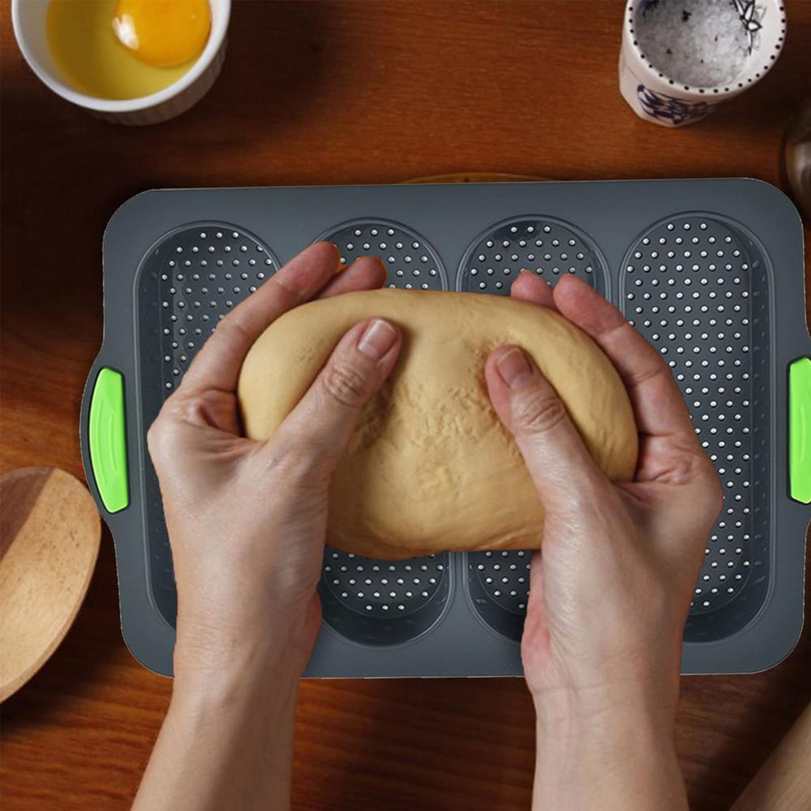 W Wbld Silicone Loaf Pan,Non-Stick Bread Pan For Baking, French Hotdog Diy Cooking Bread Buns Baguette Tray Cake Mold For Homema