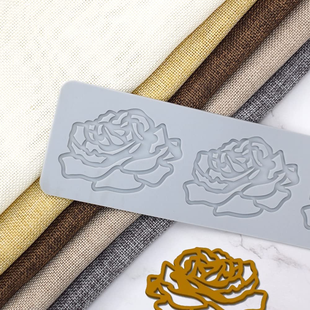 Tuke 3D Leaves Silicone Molds Flower Cake Fondant Mat Bee Leaf Pastry Moulds Rose Impression Chocolate Hollow Lace Mold (Rose_13